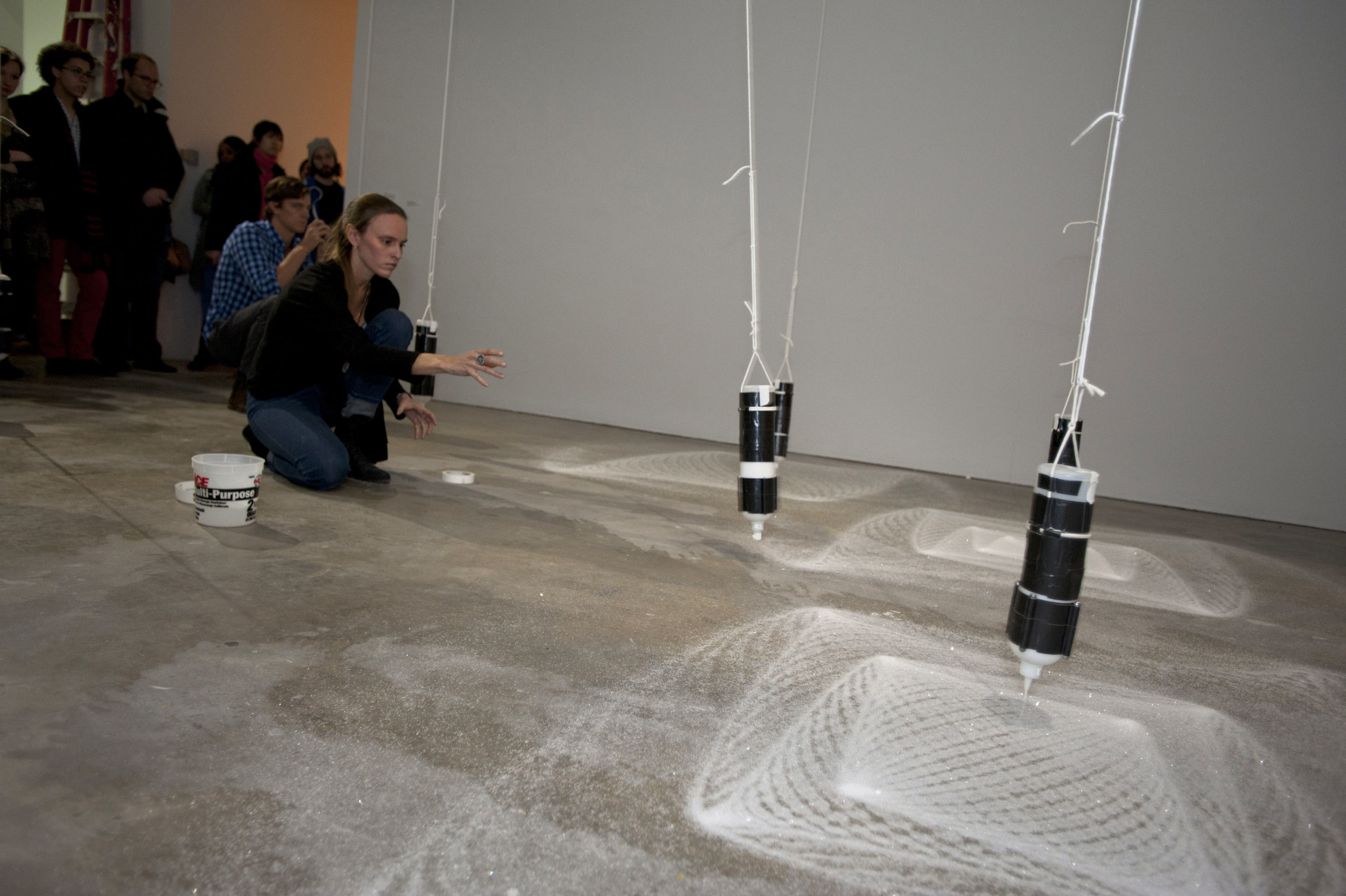 And Upon Each Stood a Siren, 2013, Performance and site-specific installation with pendulums and diamond dust, 17' x 20', The Institute of Contemporary Art, Philadelphia, PA
