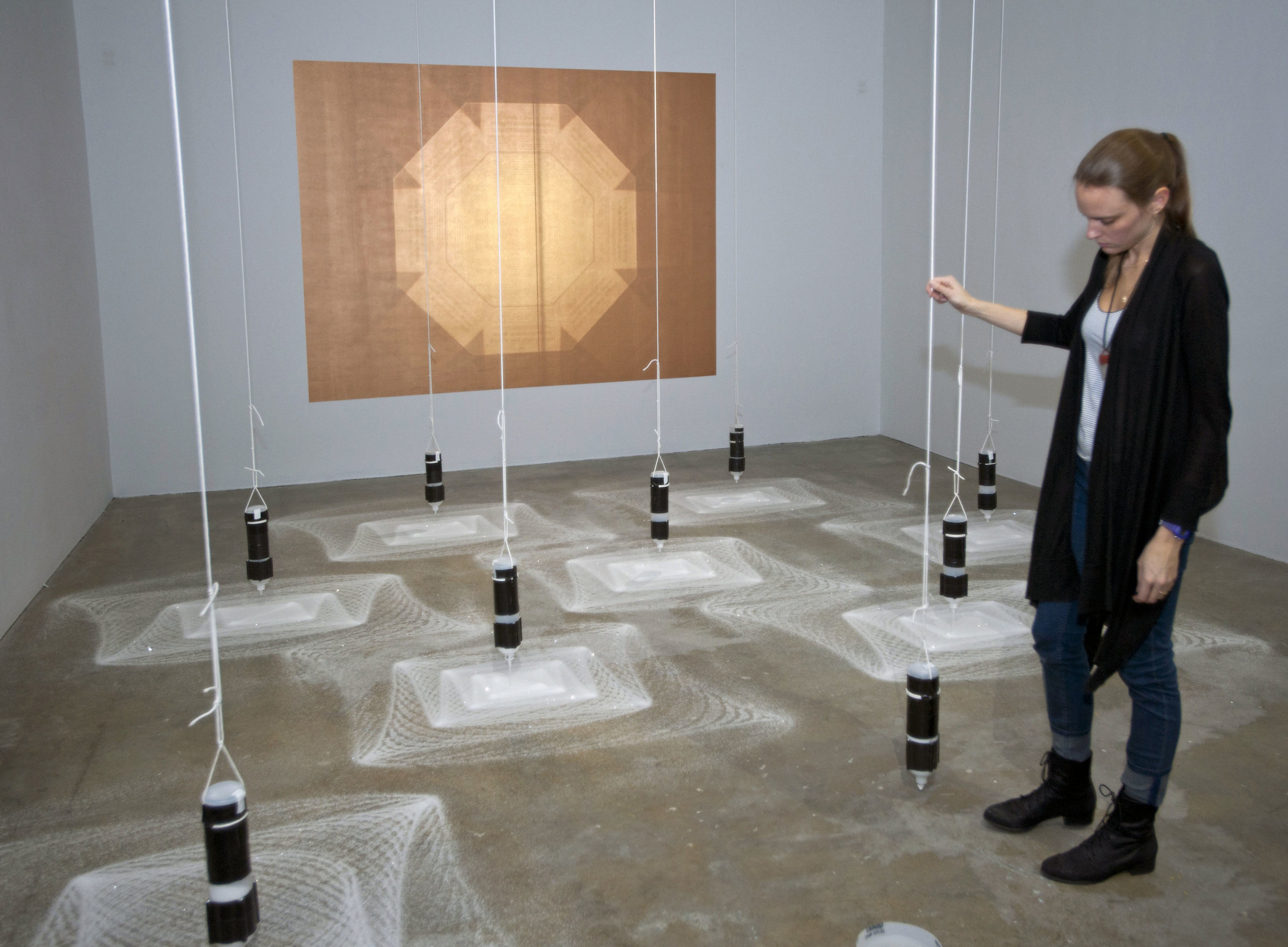 And Upon Each Stood a Siren, 2013, Performance and site-specific installation with pendulums and diamond dust, 17' x 20', The Institute of Contemporary Art, Philadelphia, PA