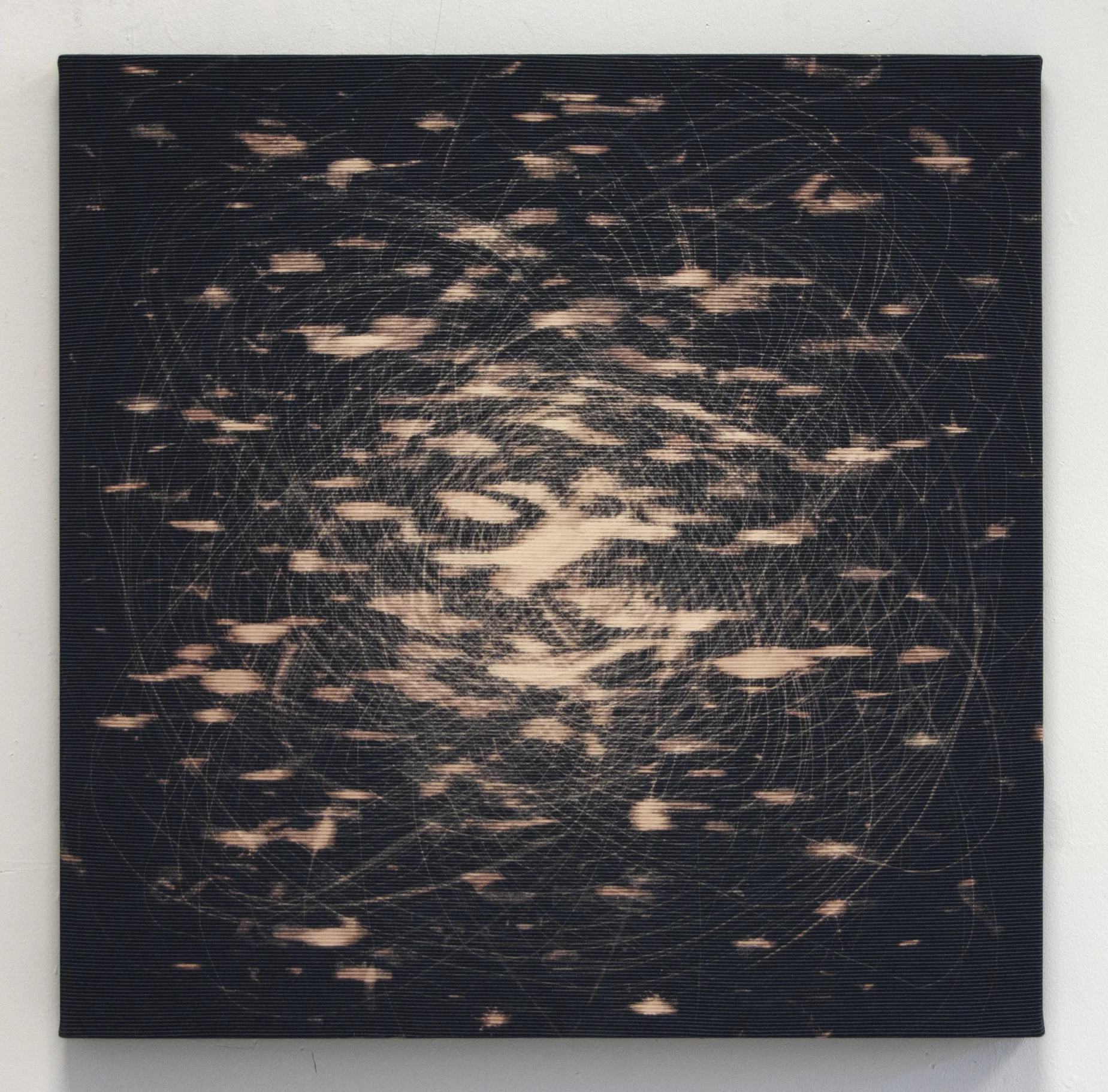 Space Pendulum, 2010, Bleach on fabric, 30" x 30"