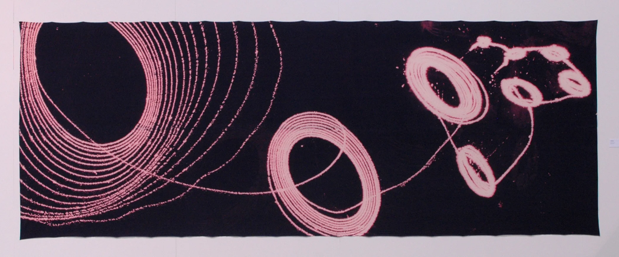 One Pass, Nine Pulls, 2011, Bleach on fabric, 6' 8" x 18' 2"