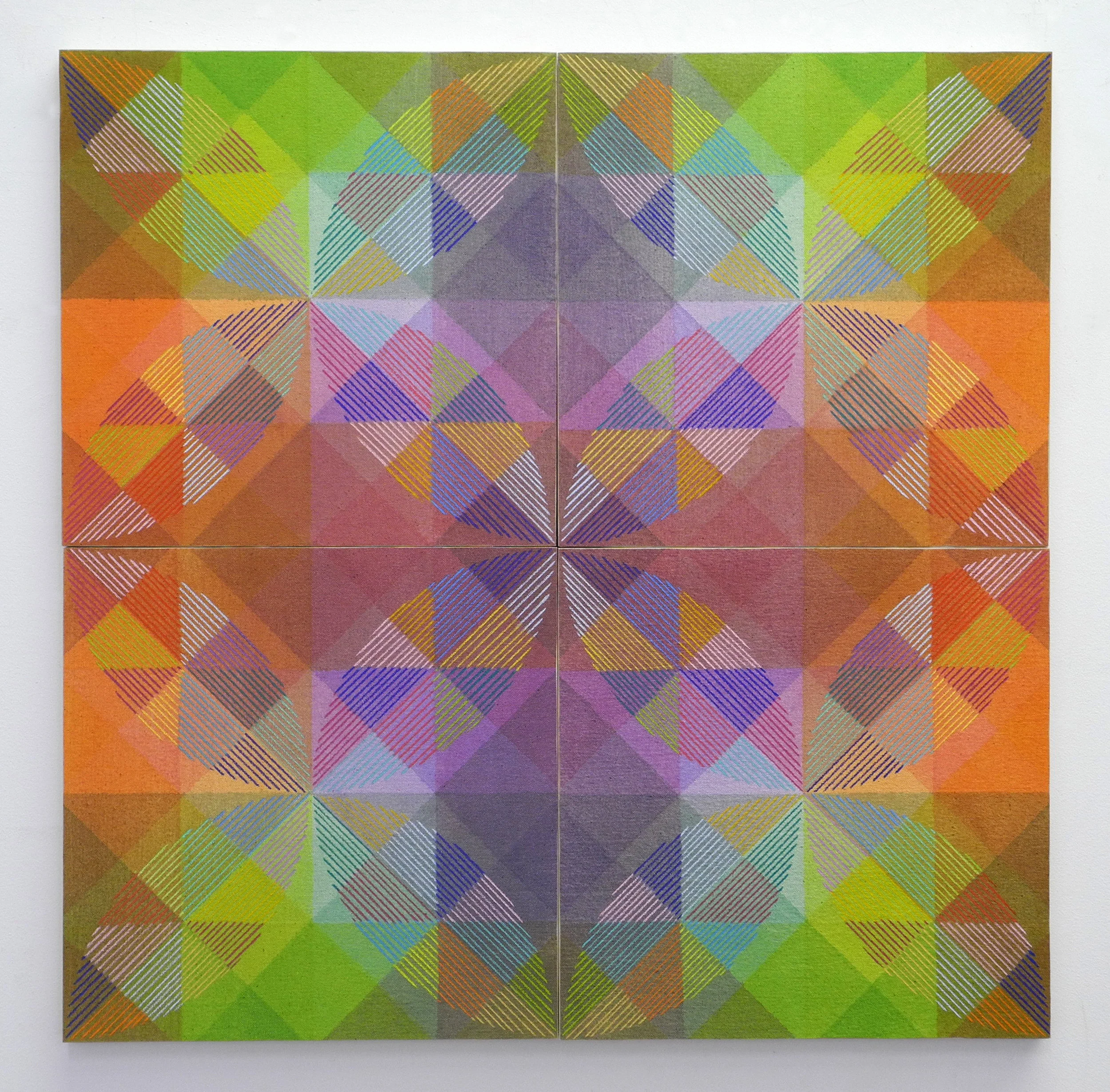 Face the Light, 2018, Acrylic and colored pencil on canvas on board, 24" x 24"