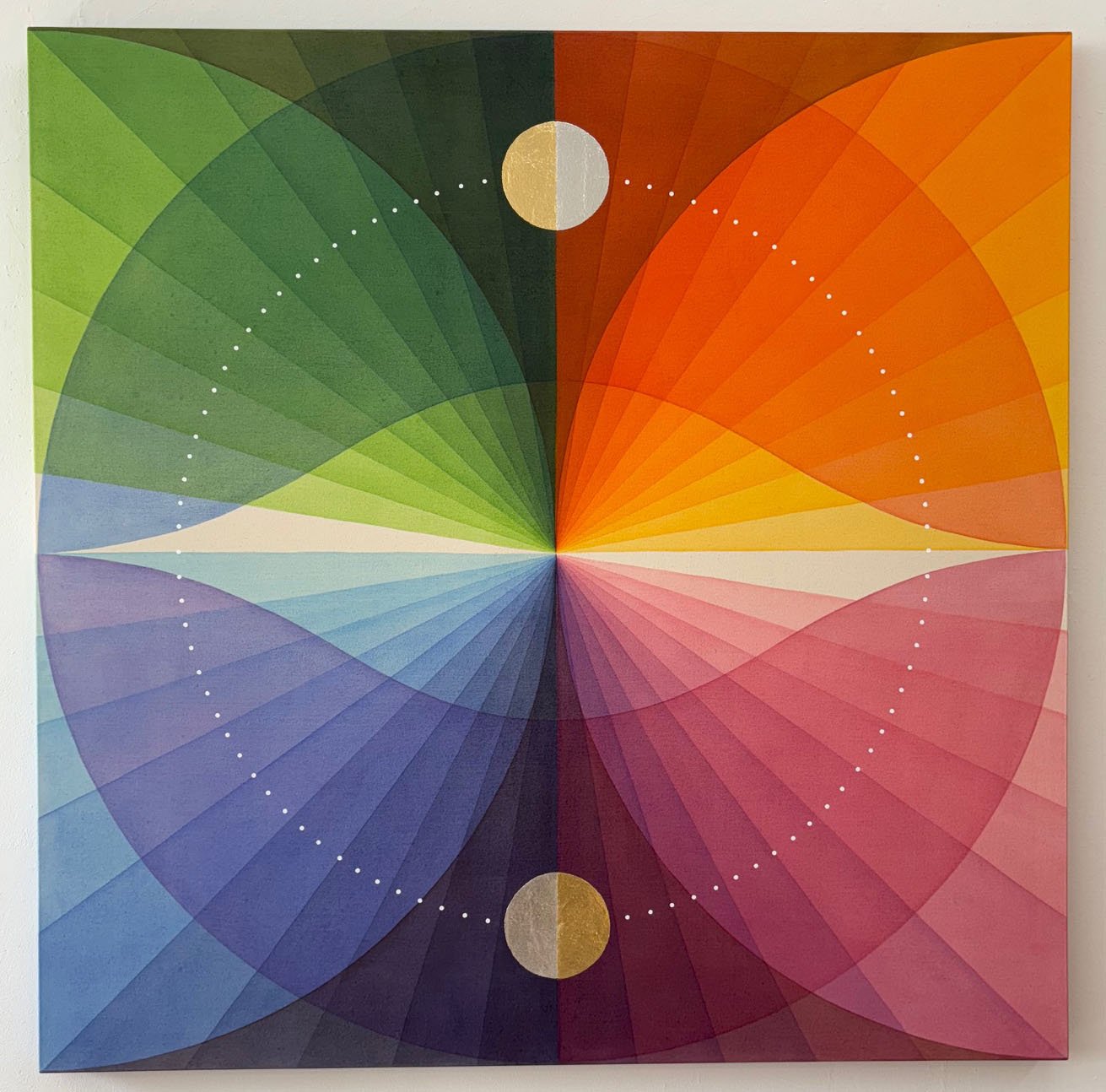 Field Kallop, The Deepest Space, 2025, Acrylic, gold leaf and silver leaf on canvas, 48" x 48"