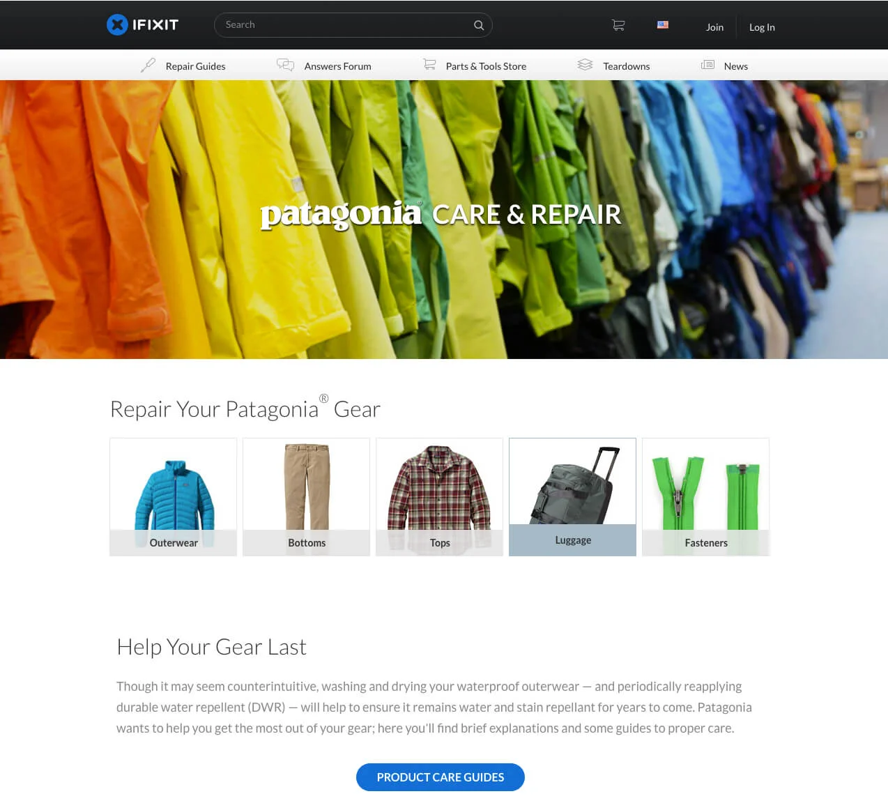 patagonia ifixit care guides