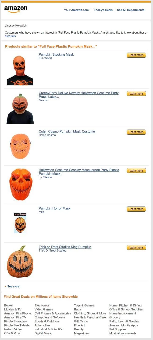 Amazon follow-up email