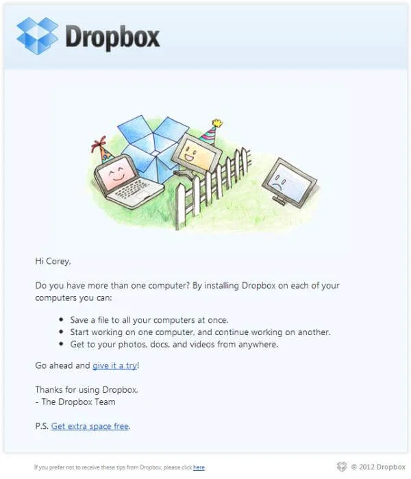 Drop Box smart follow-up email