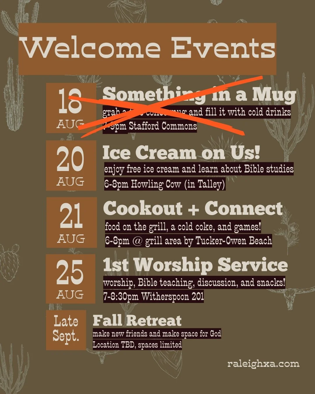 Missed out on Something in a Mug? There&rsquo;s still time to get involved in Chi Alpha!

Maybe you were too busy exploring to get your free mug (or maybe you snagged one!), but we want to say &lsquo;Welcome to State&rsquo; the best way we know how&h
