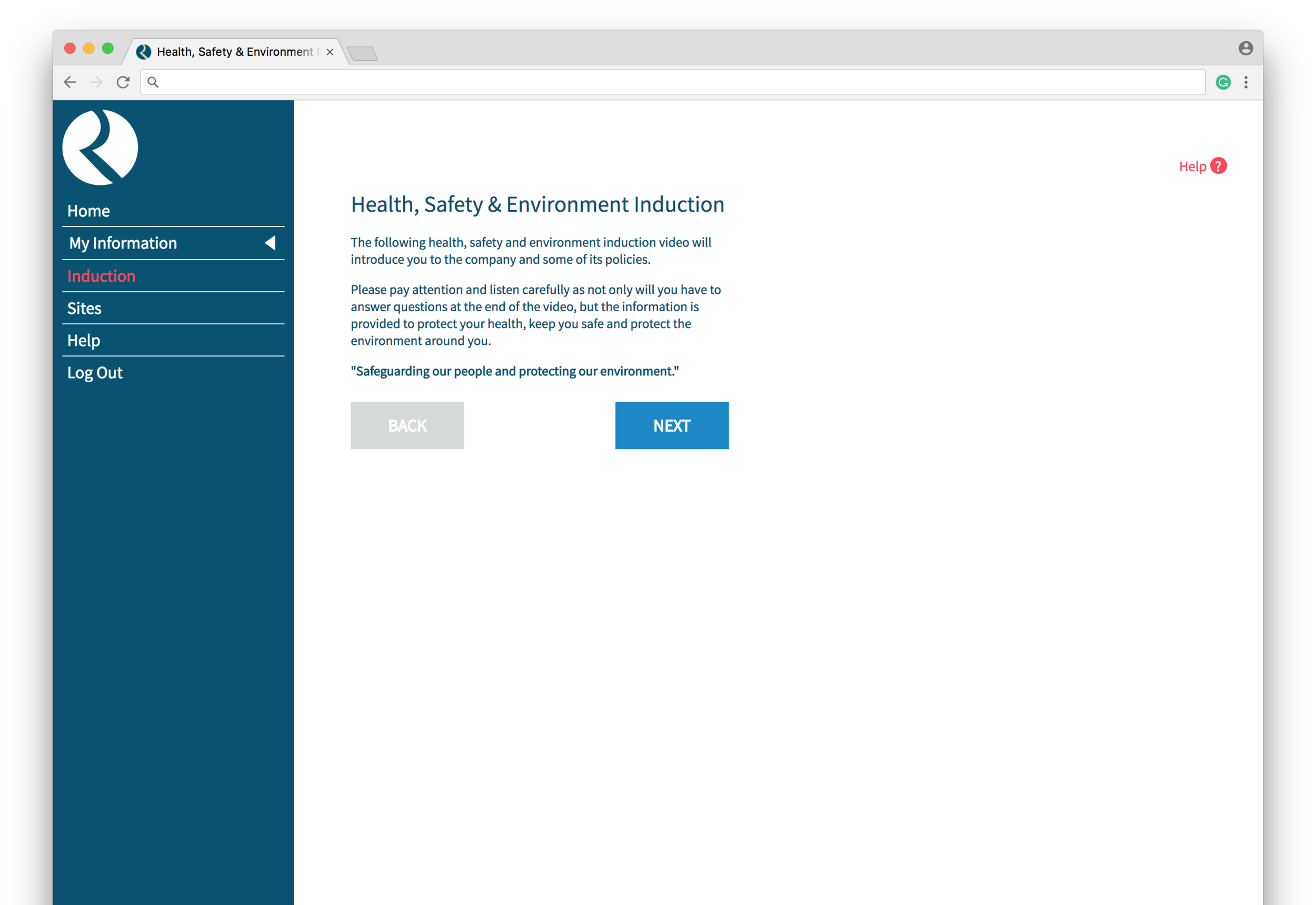 Health, Safety and Environmental Induction