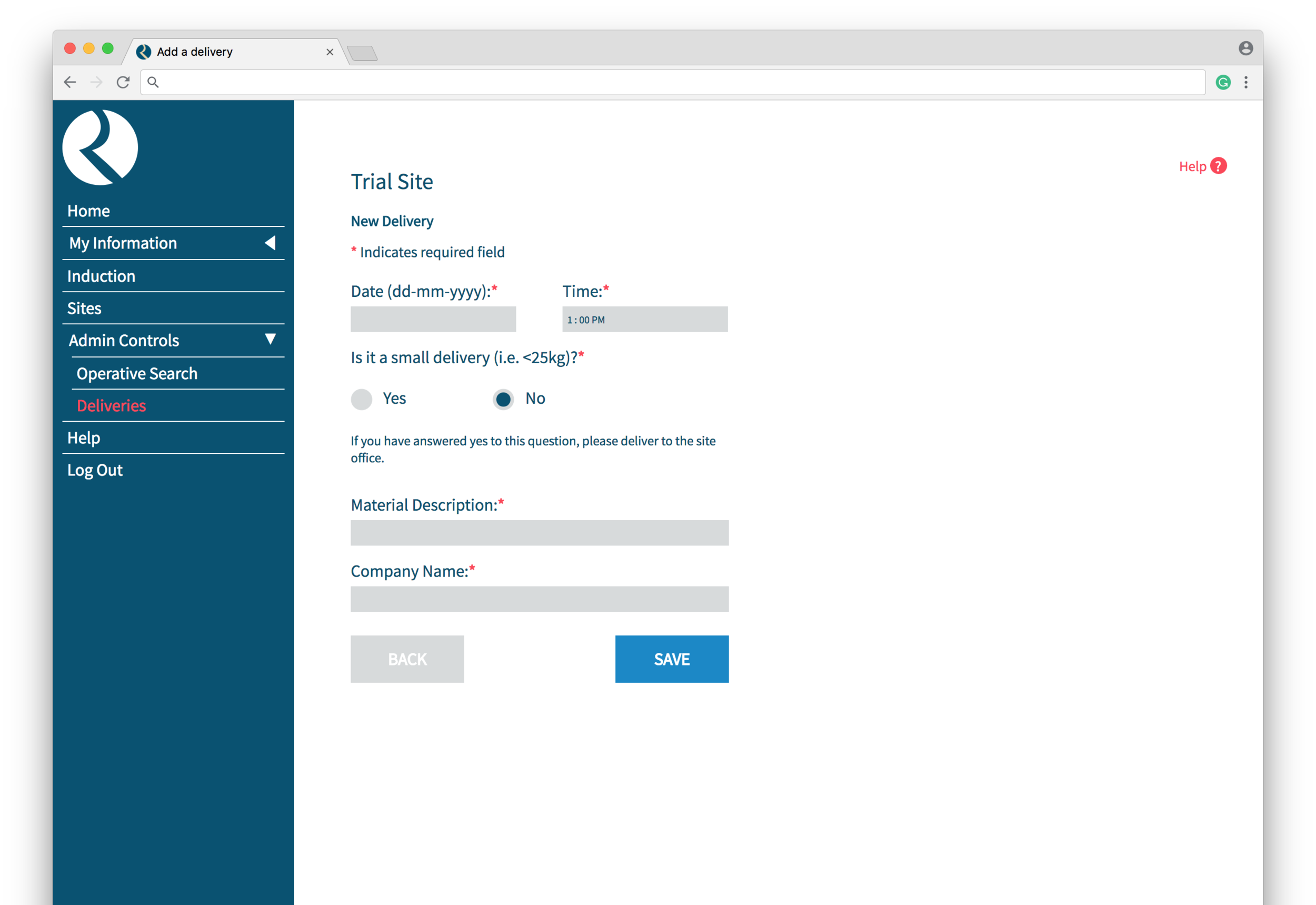 Adding Deliveries