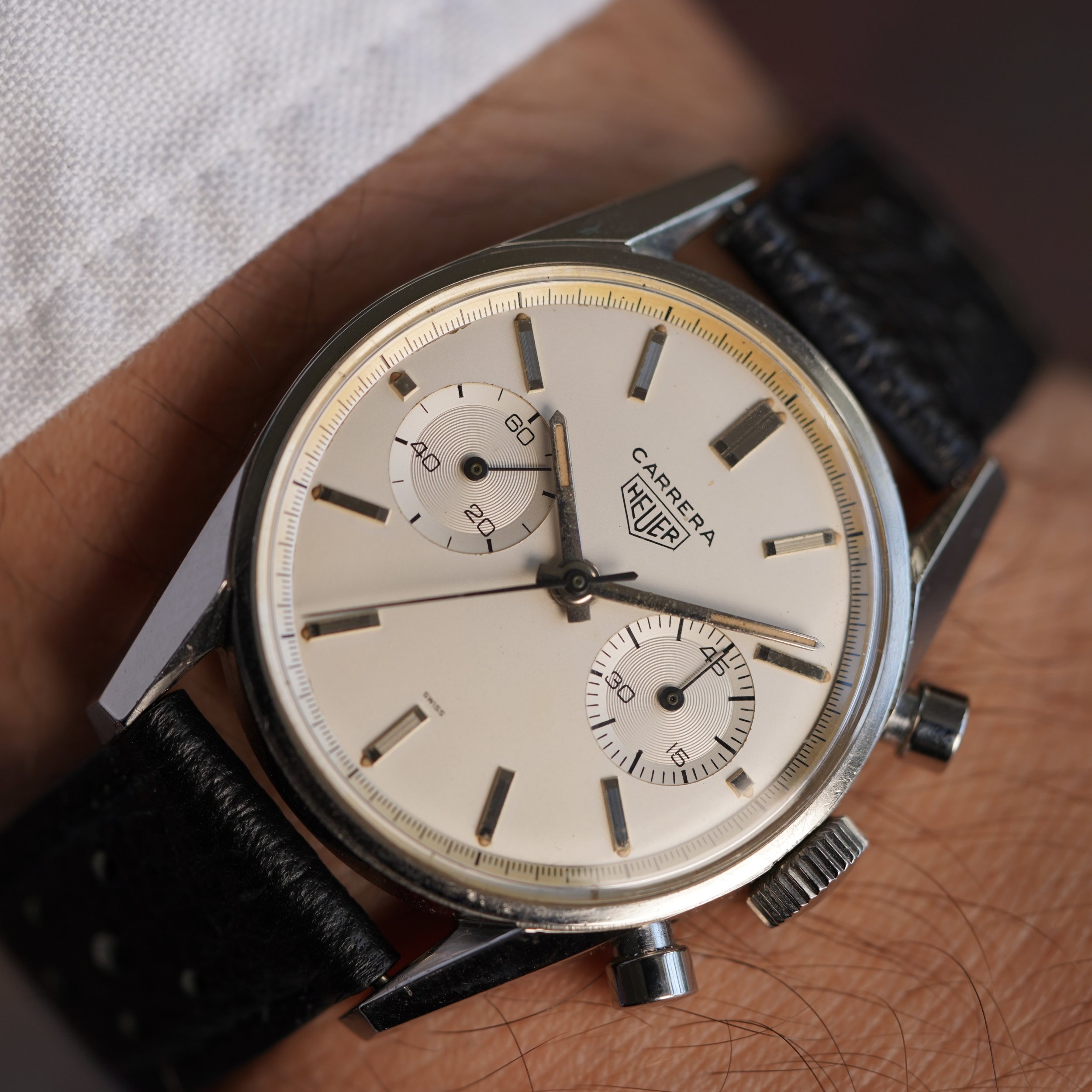 Heuer Carrera Reference 3647S Eggshell Dial Wind Vintage