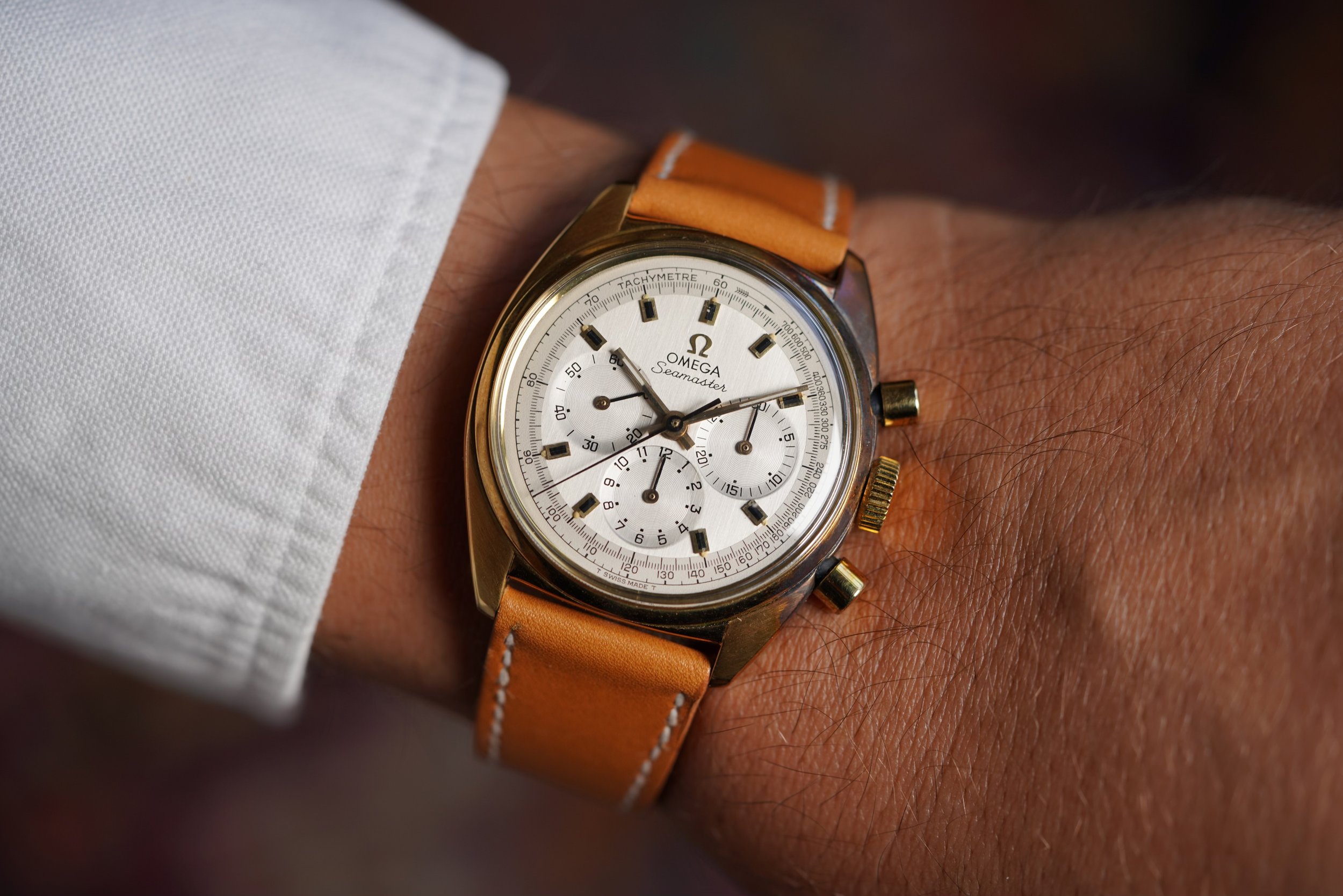 OMEGA Seamaster Chronograph Reference 145.006 67 in 18K Gold Wind Vintage
