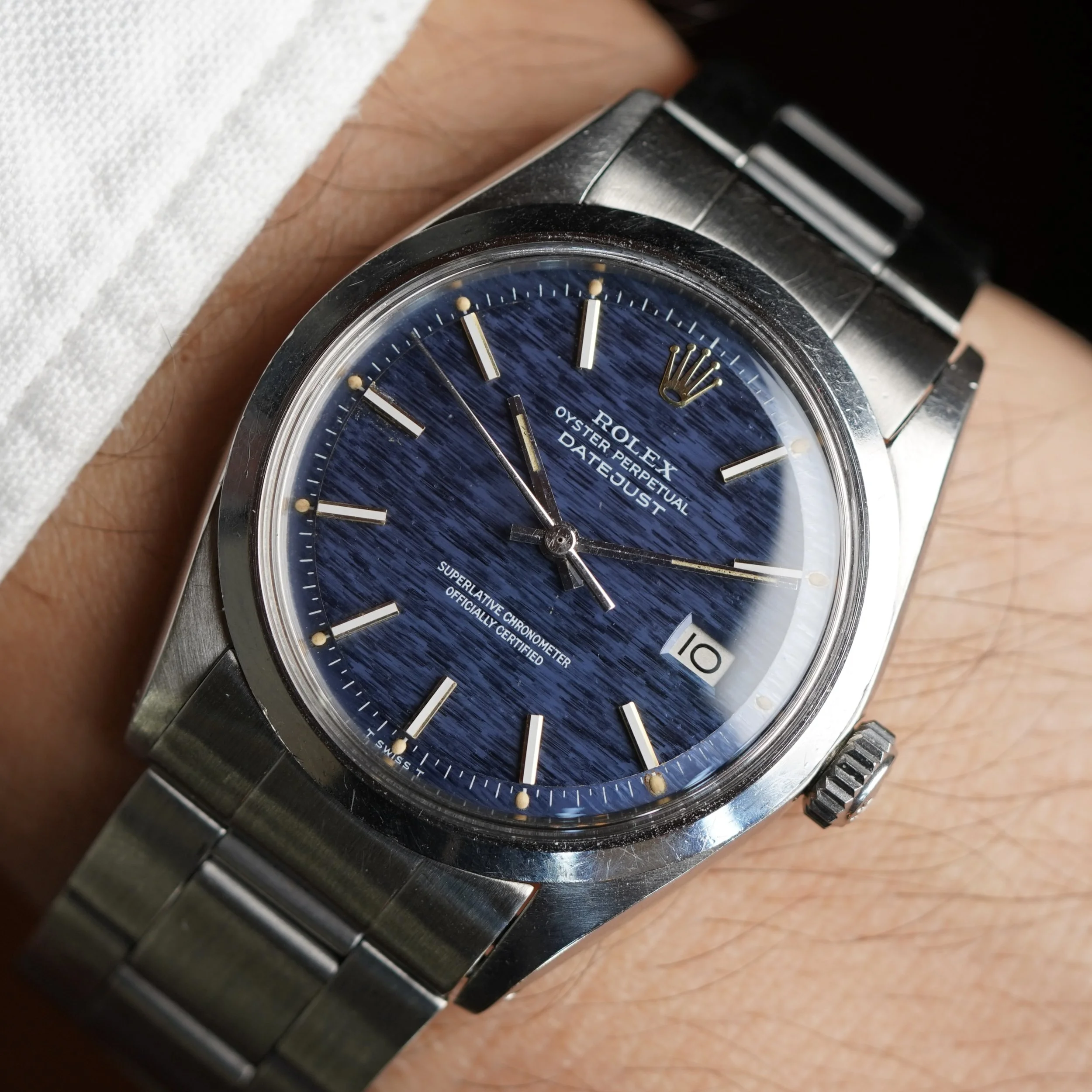 Rolex Blue Mosaic Datejust Reference 1600 Unpolished