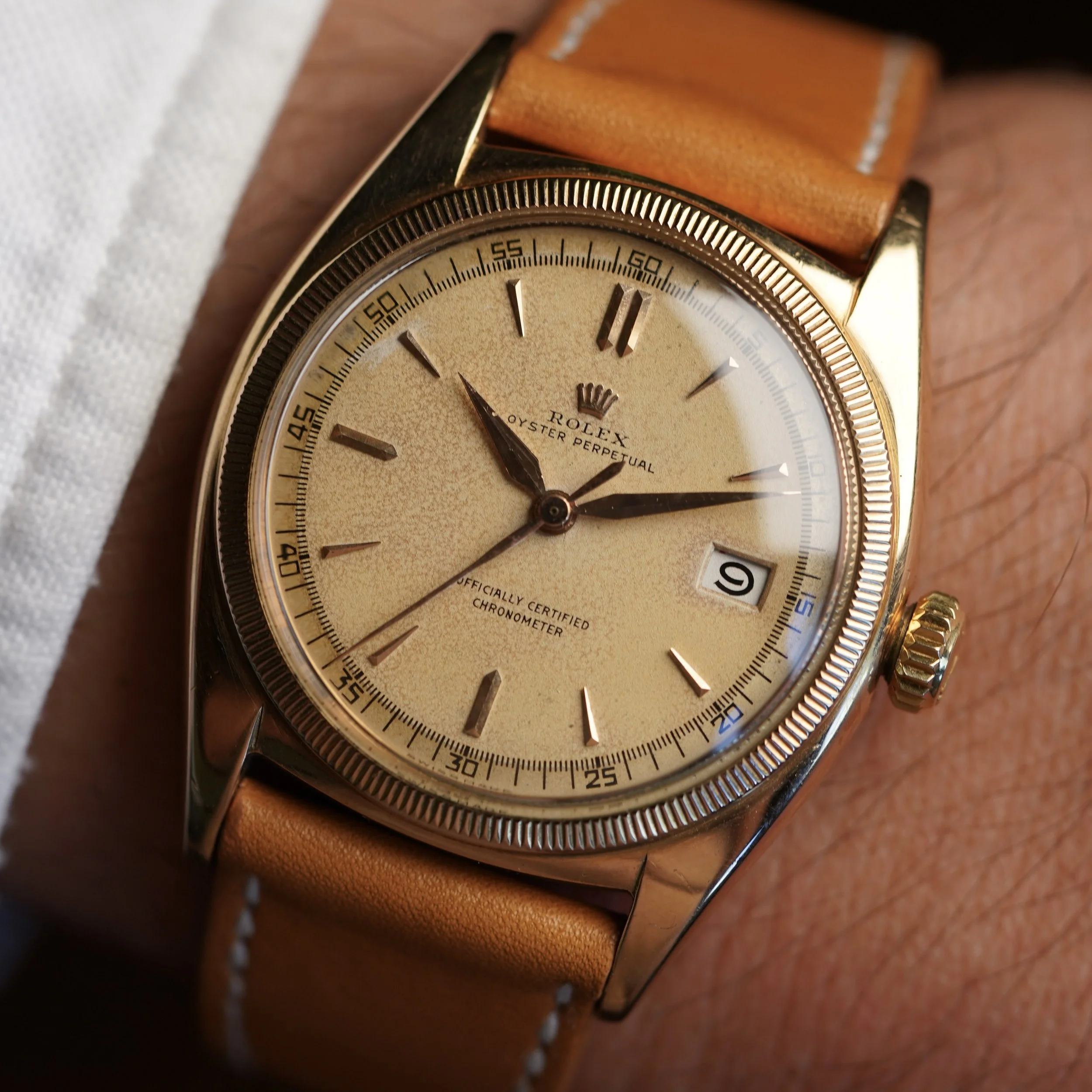 【美品】THE VINTAGE ROLEX 34mm Rolex DateJust Watch, Model 6497, Vintage Circa 1954