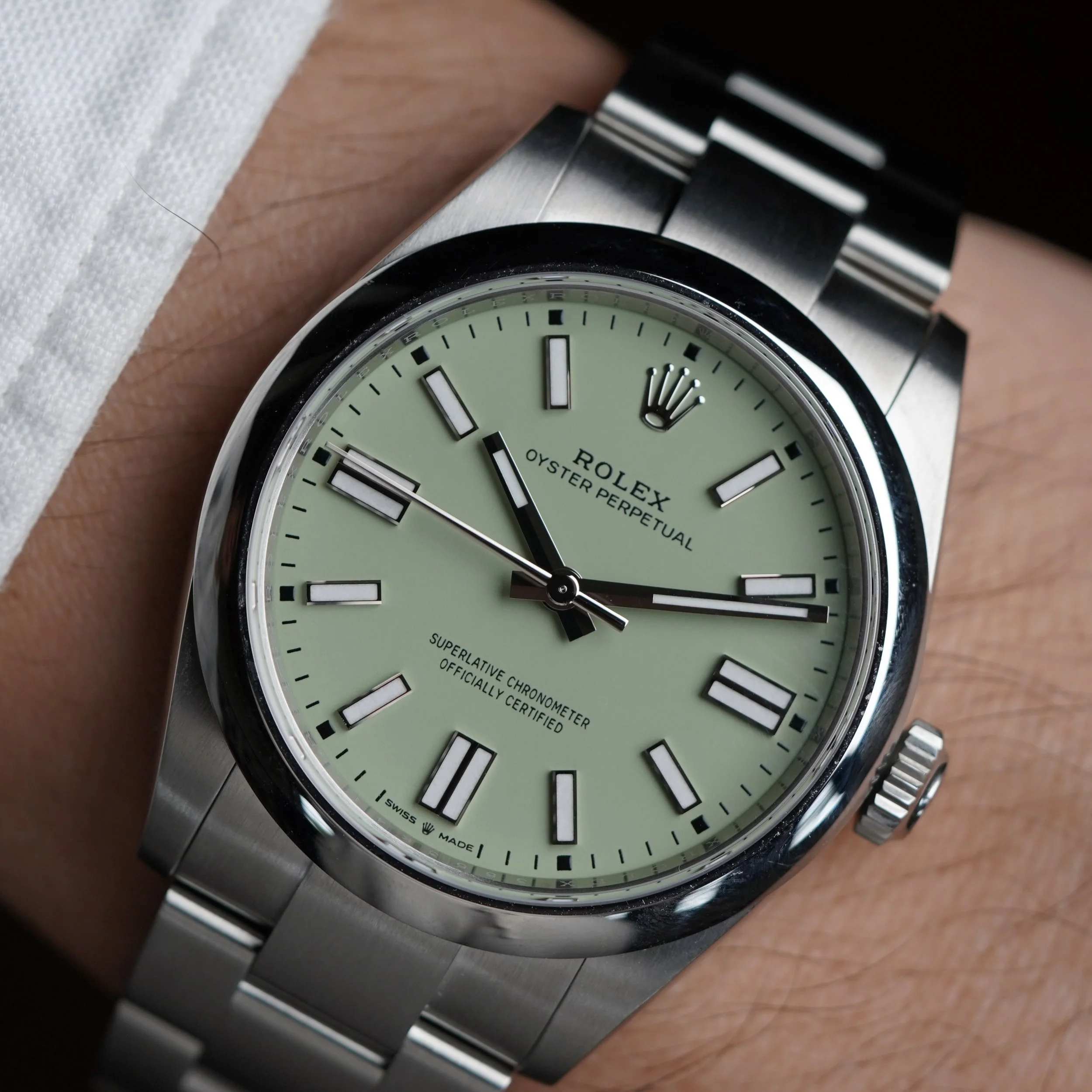 Rolex Pistachio 41MM Oyster Perpetual Reference 134300 Full Set Unpolished Brand New