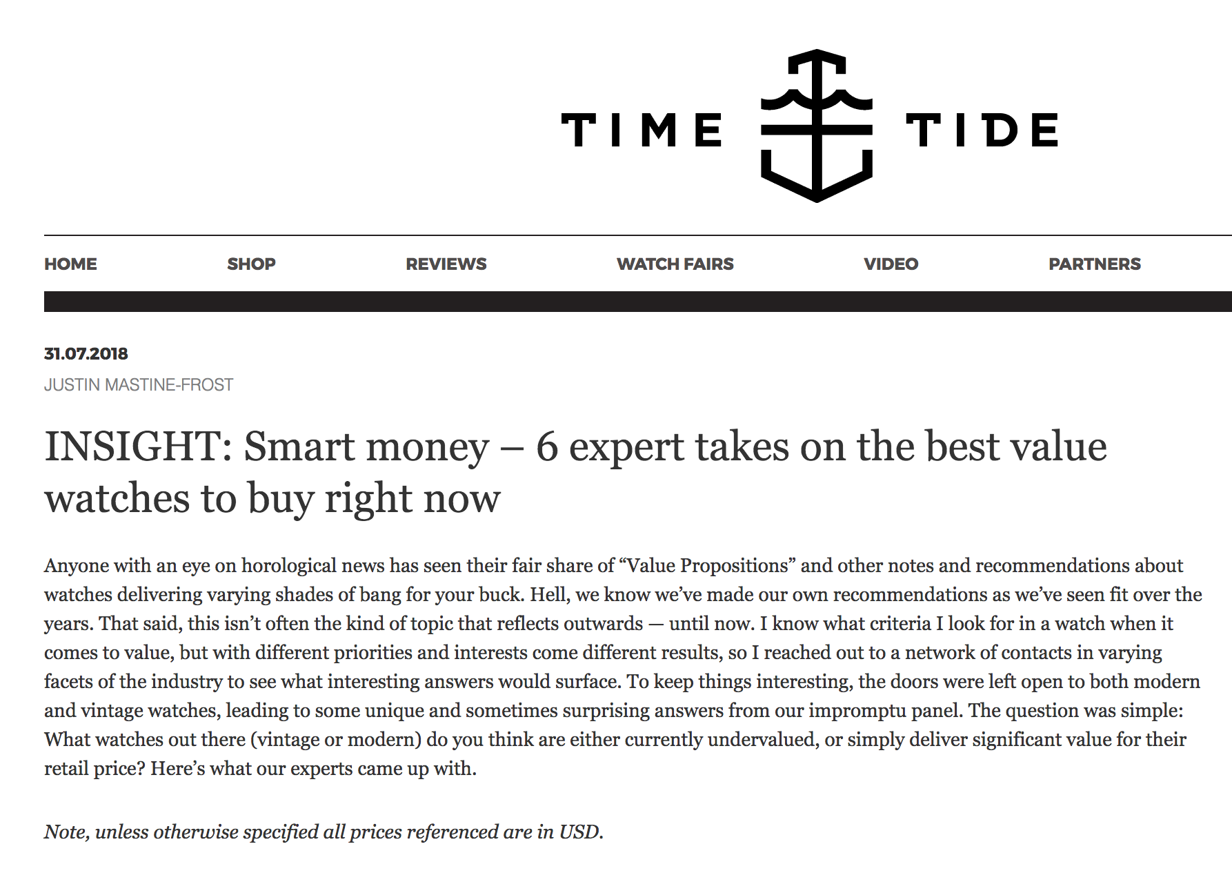 Time+Tide Watches: Eric Wind's take on the best value watches to buy right now