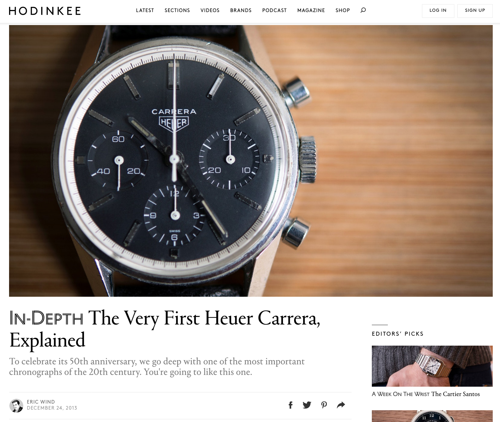 HODINKEE: In-Depth on the Earliest Heuer Carreras by Eric Wind