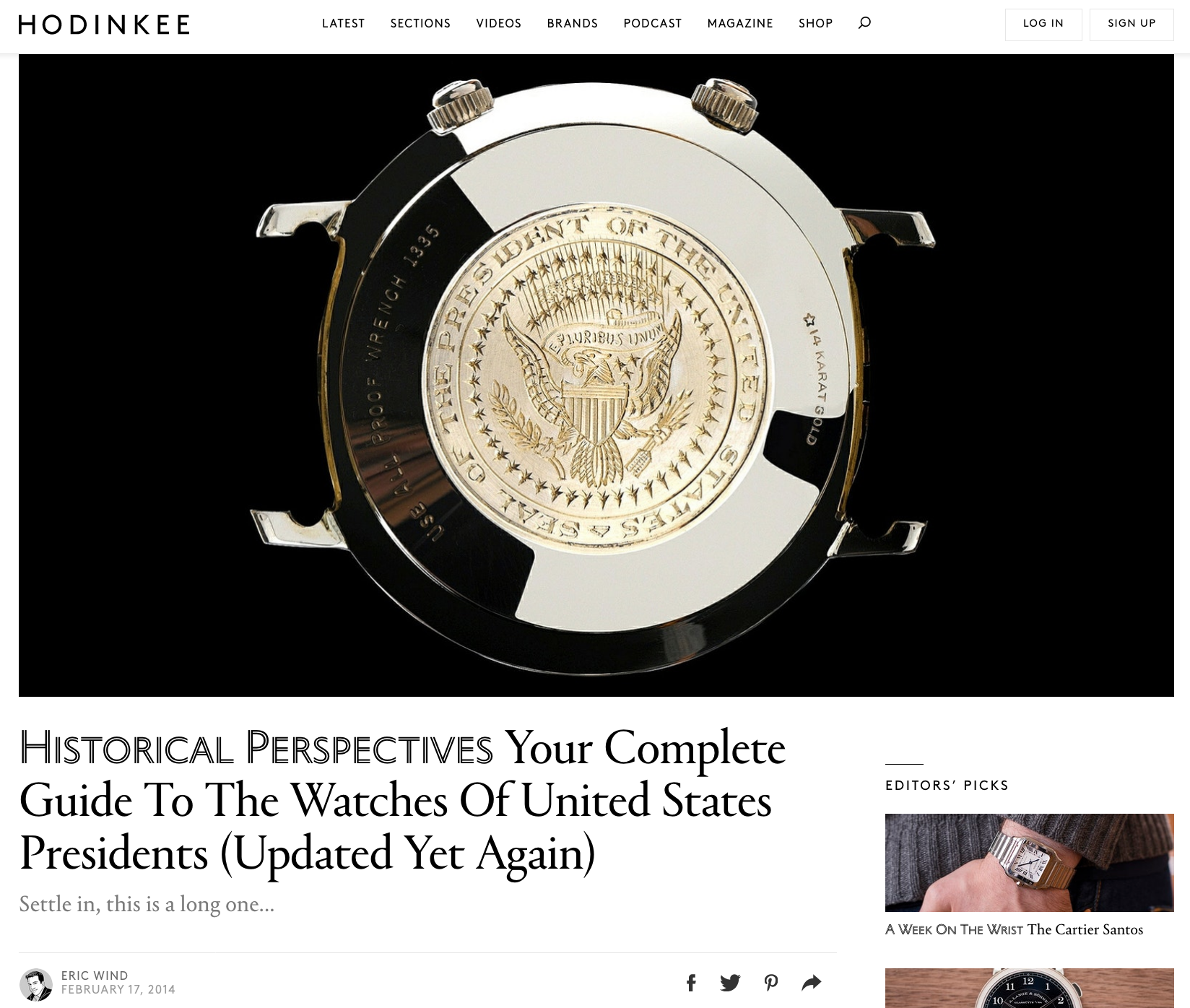HODINKEE: Your Complete Guide To The Watches Of United States Presidents by Eric Wind