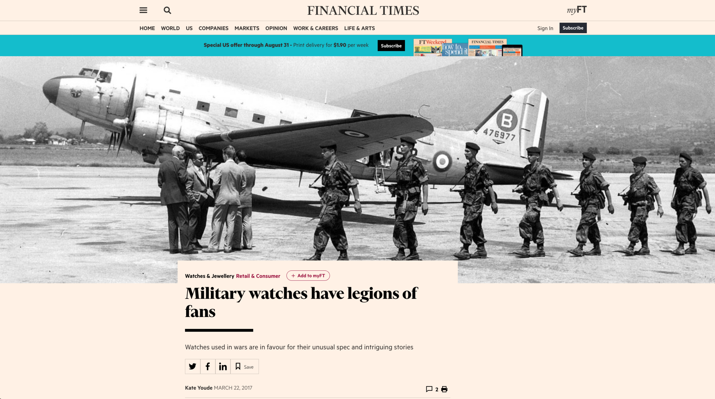Financial Times: Eric Wind on Vintage Military Watches