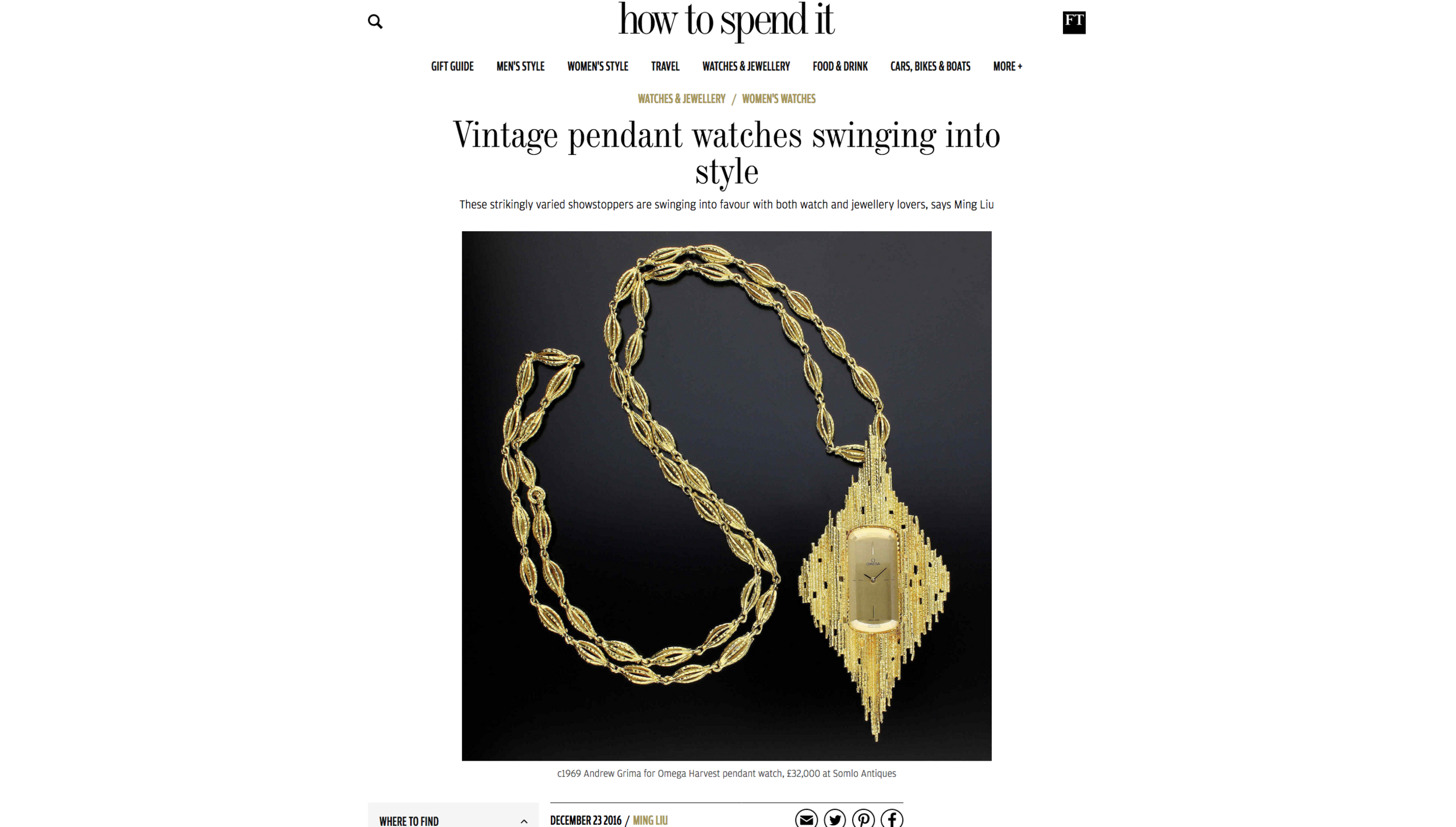 FT How To Spend It: Eric Wind on Vintage Pendant Watches