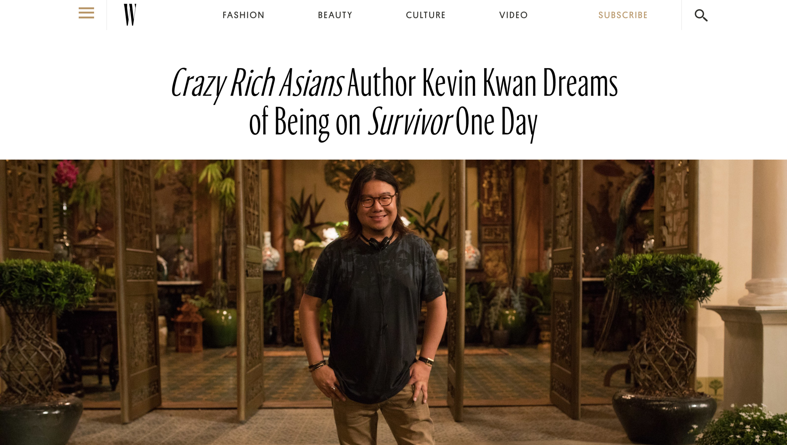 W Magazine: Kevin Kwan, author and executive producer of 'Crazy Rich Asians', on Eric Wind