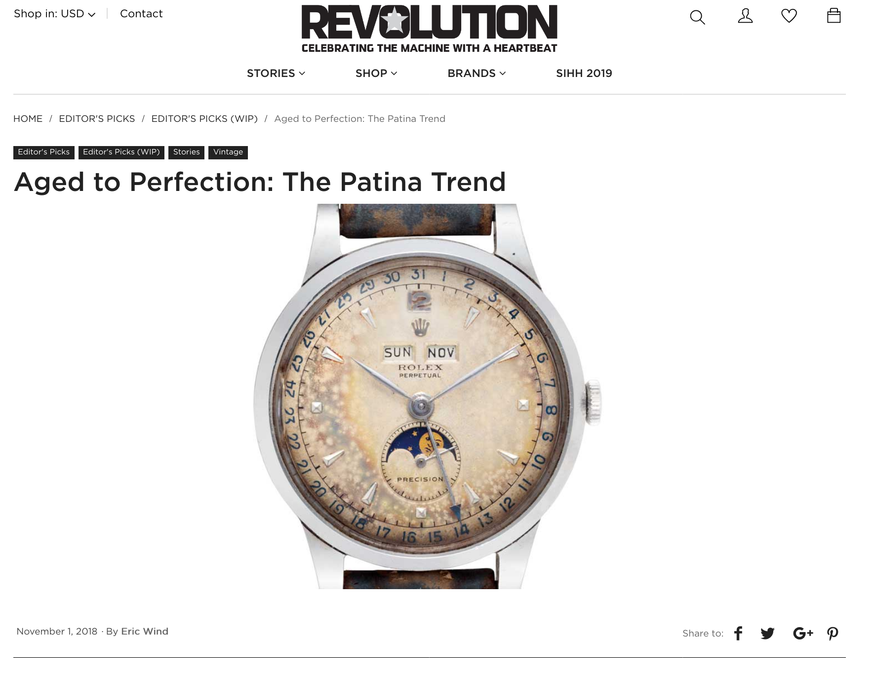 Revolution: Eric Wind on The Patina Trend in Vintage Watch Collecting (English and Spanish)