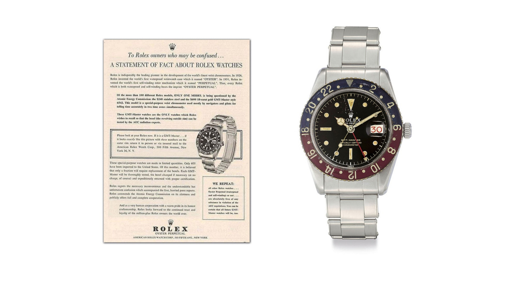 HODINKEE/Bloomberg: Eric Wind Uncovers Ad About Rolex GMT-Master Radioactivity Recall