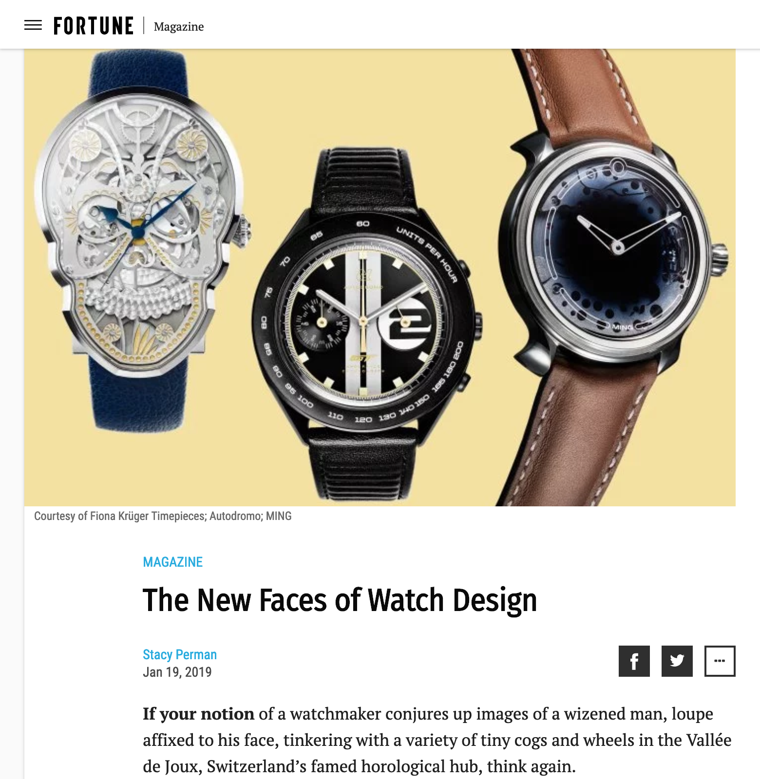 Fortune Magazine: Eric Wind on New Watch Designs