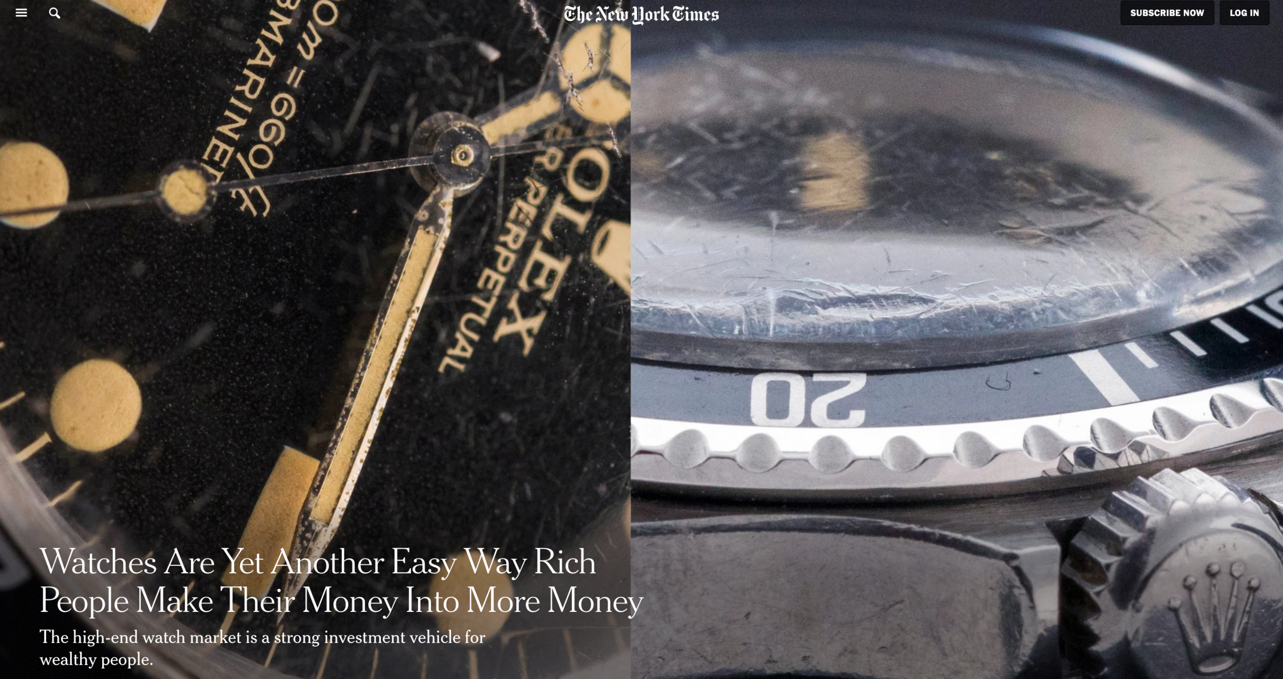 New York Times: Eric Wind on the High-End Watch Market as Passion Investments