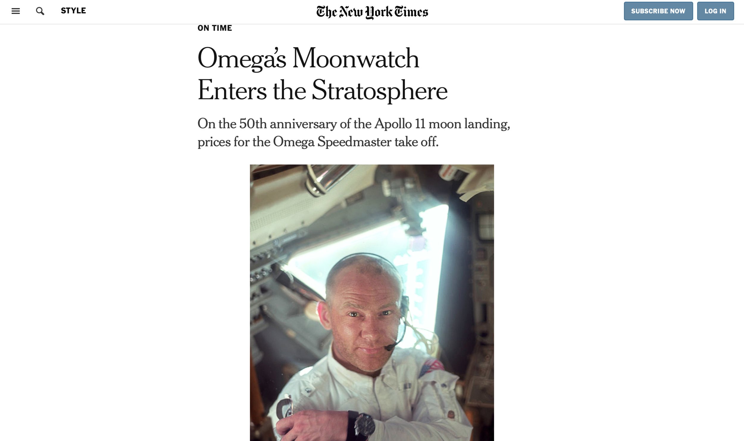 New York Times: Eric Wind on the Rise of the OMEGA Speedmaster