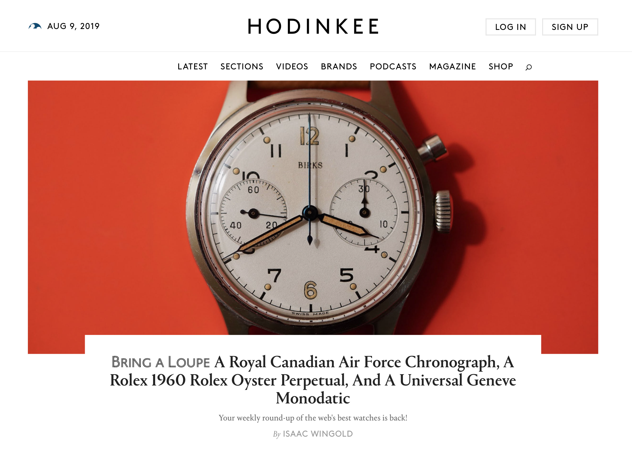 HODINKEE: Wind Vintage's Birks RCAF Chronograph in Bring a Loupe