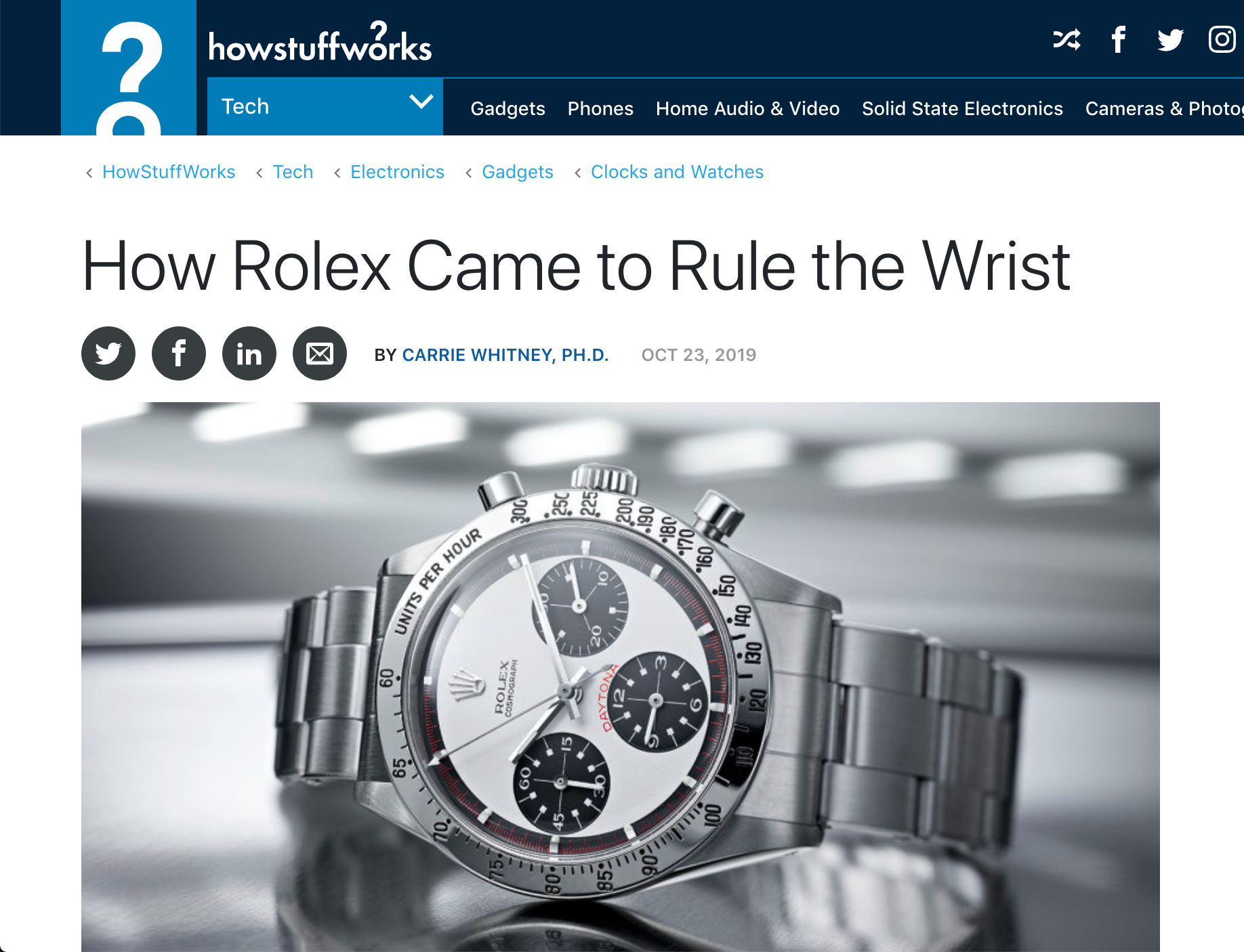 HowStuffWorks: Eric Wind on How Rolex Came to Rule the Wrist