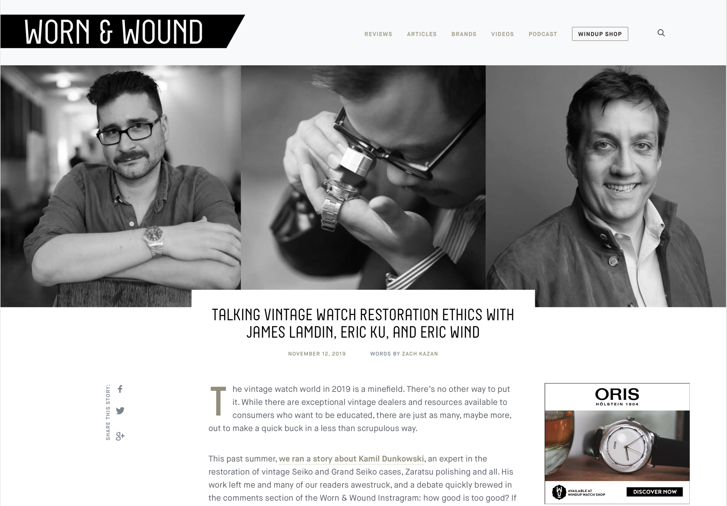 WORN &amp; WOUND: Eric Wind On Talking Vintage Watch Restoration Ethics