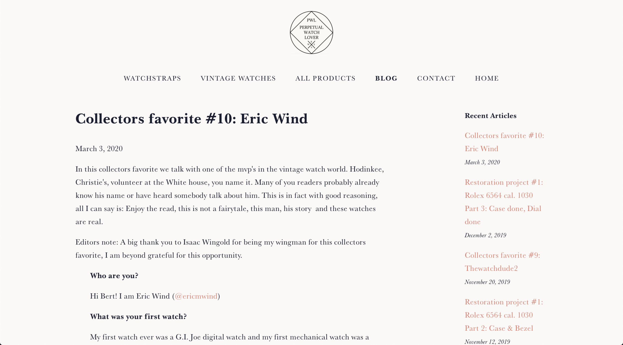 Perpetual Watch Lover: Speaks To Eric Wind About Collecting 