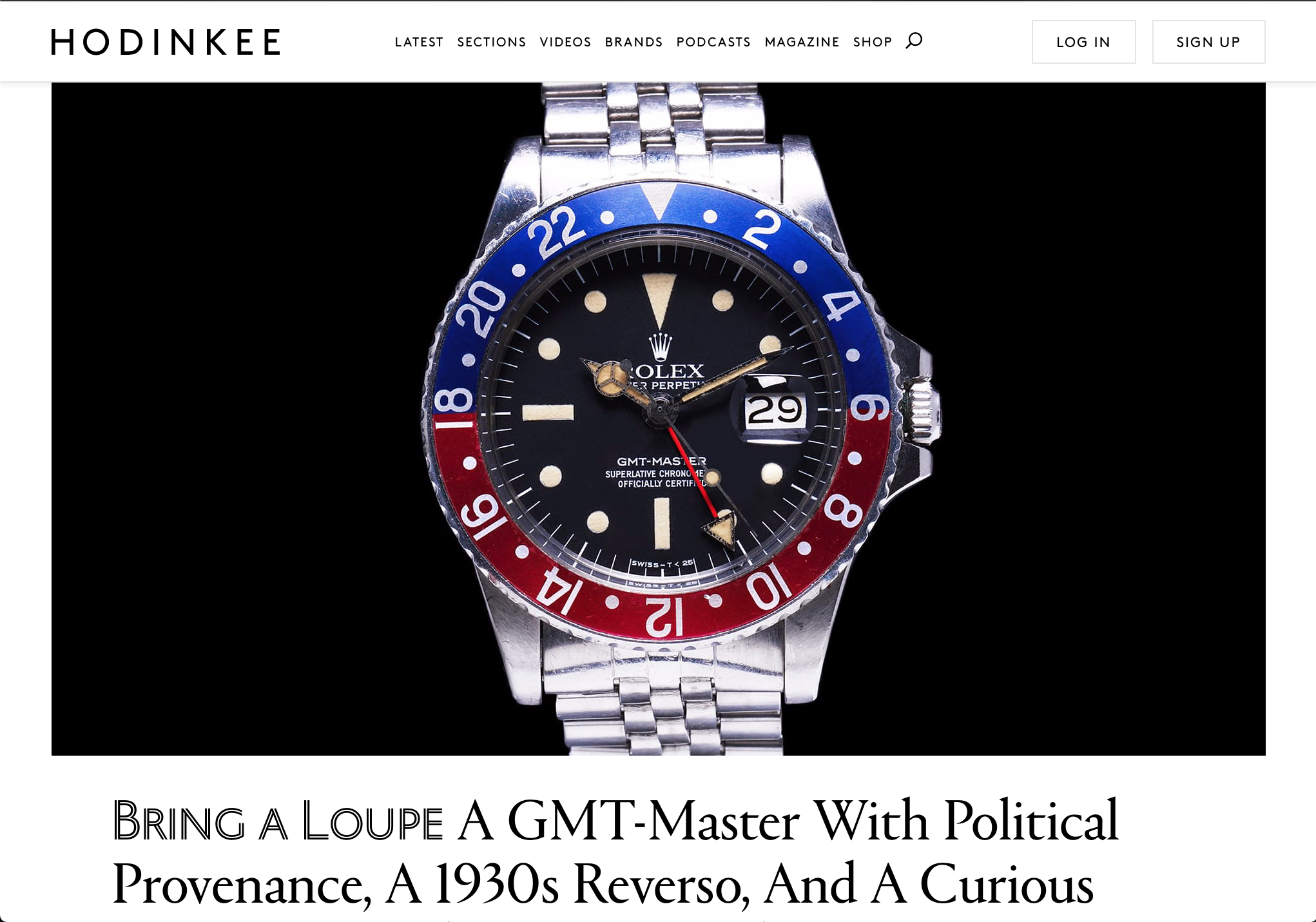 HODINKEE: President López Portillo GMT-Master offered by Wind Vintage in Bring A Loupe