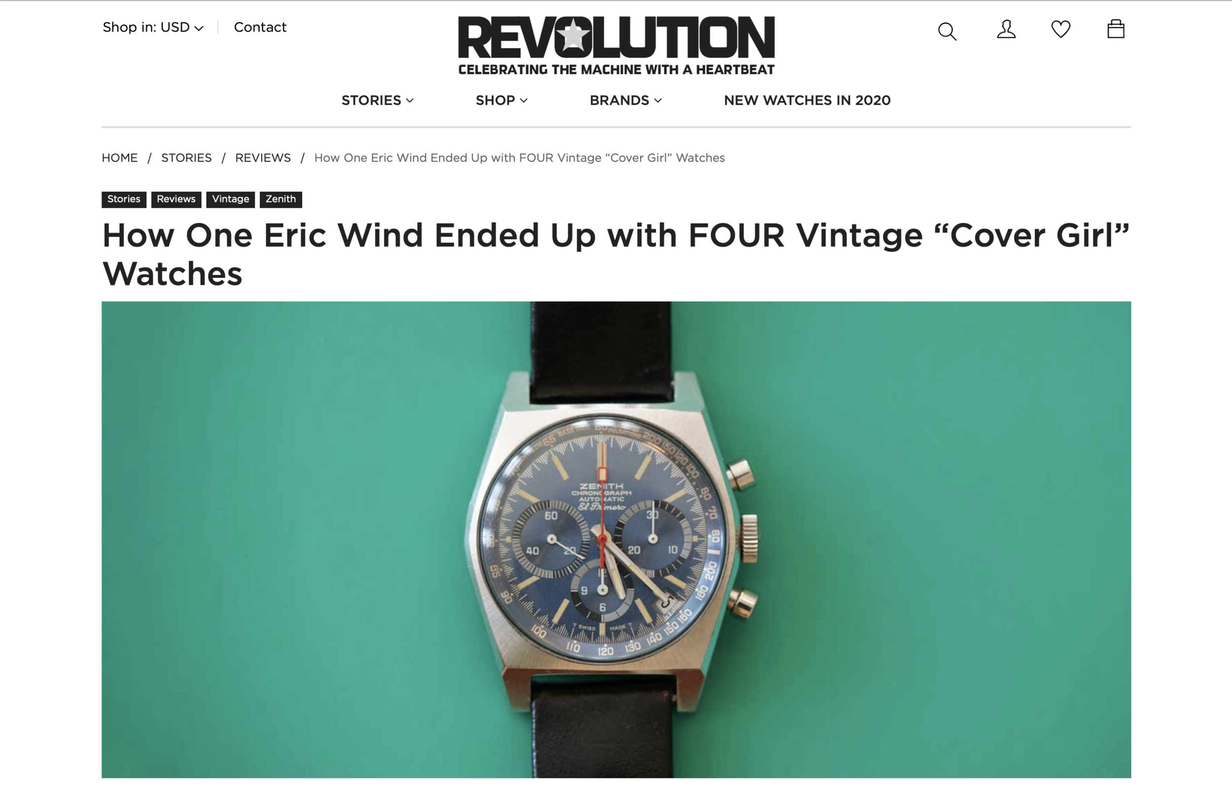 Revolution Watch: How Eric Wind Ended Up with four Vintage Zenith “Cover Girl” Watches