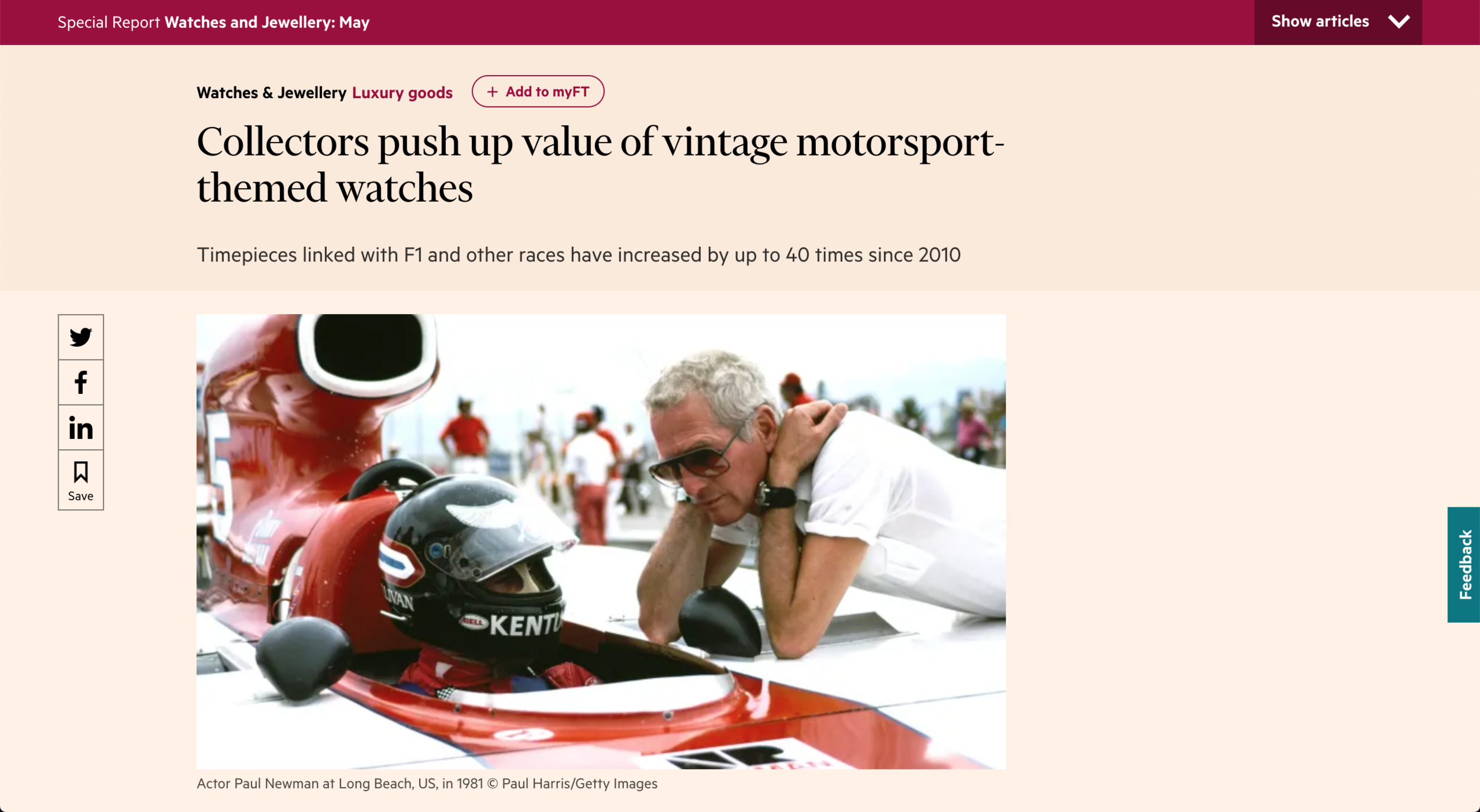 FINANCIAL TIMES: Eric Wind is Quoted Regarding Motorsport Watches