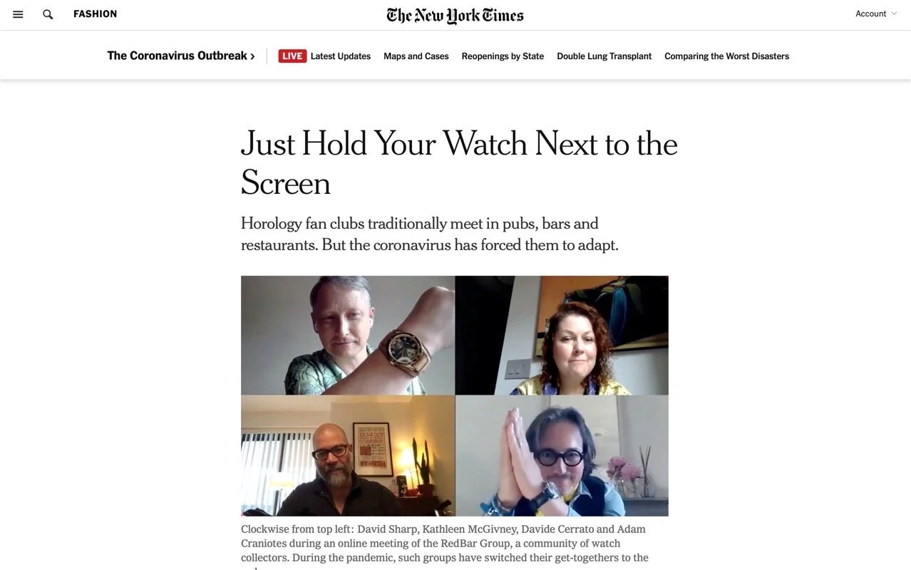 New York Times: Eric Wind Speaks to Virtual Watch Collector Gatherings
