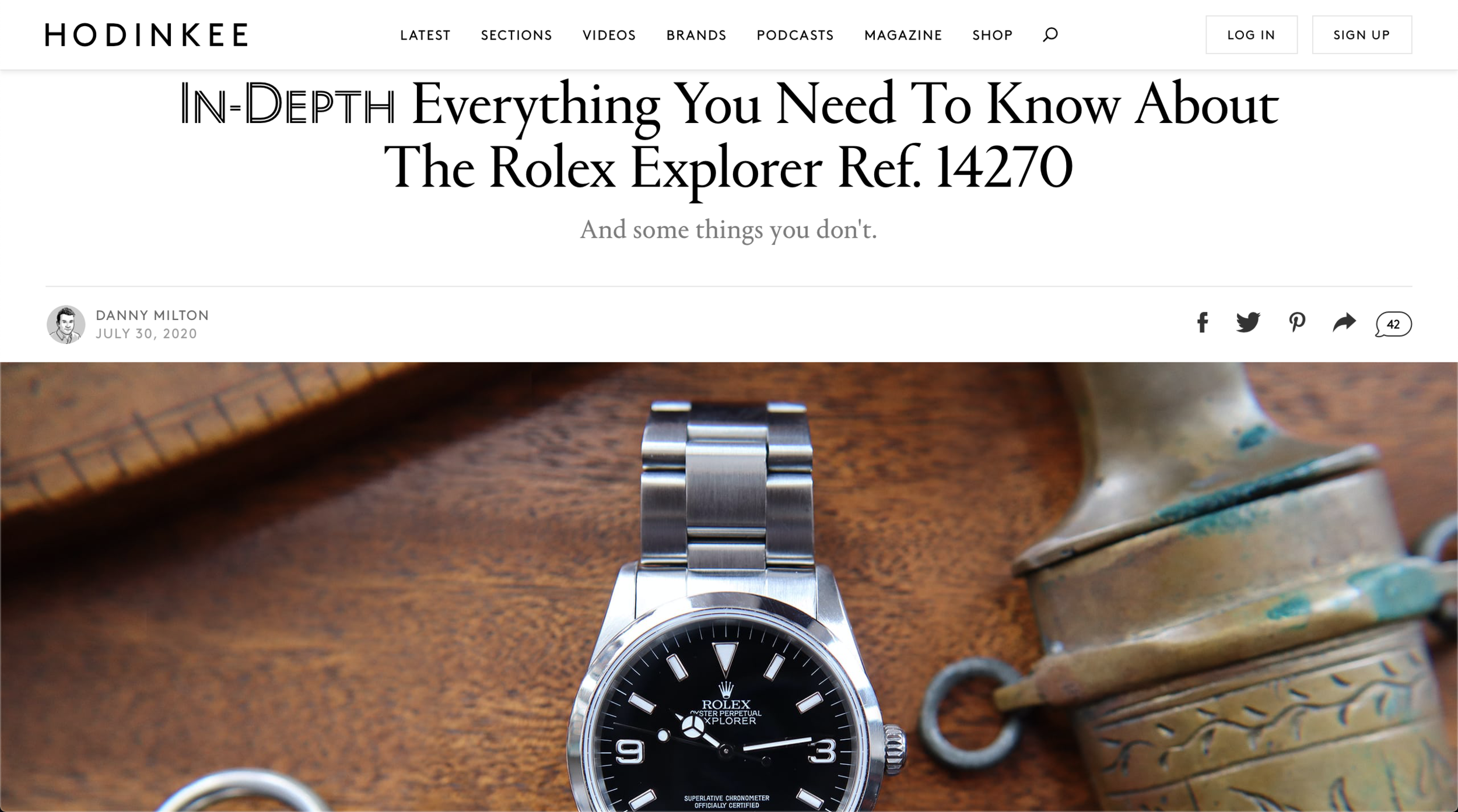 HODINKEE: Eric Wind is Featured on The Rolex Explorer Ref. 14270 