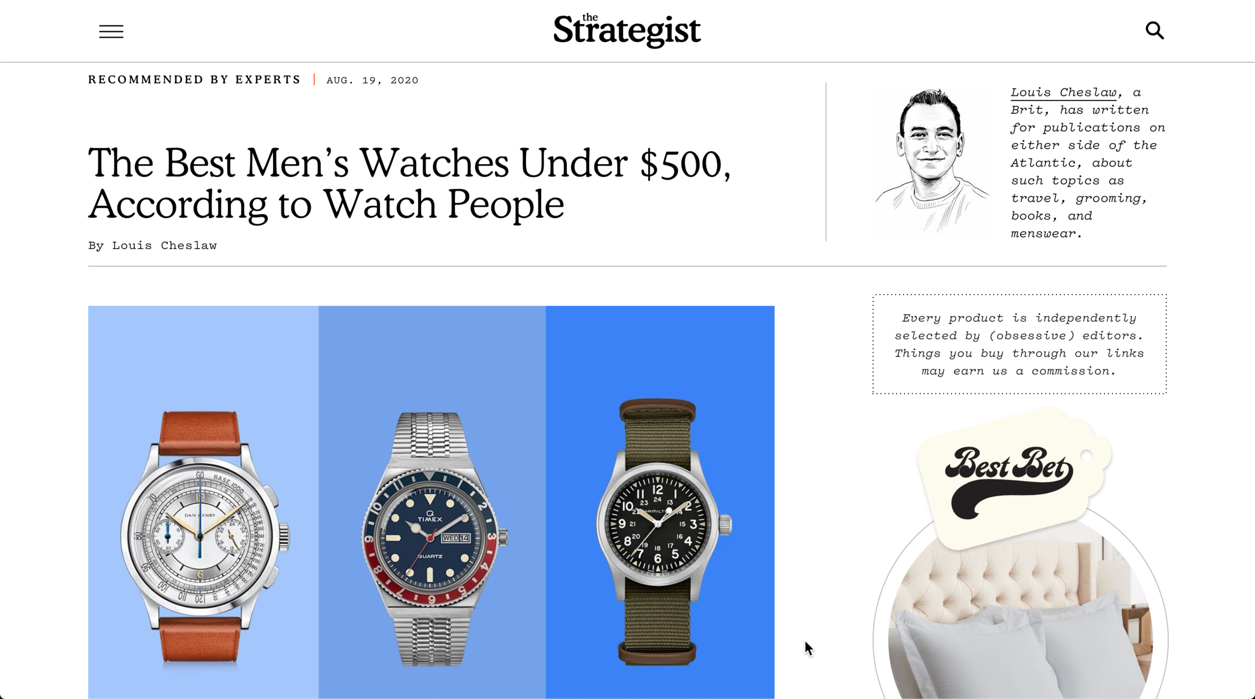 New York Magazine: Eric Wind Quoted Regarding The Best Watches Under $500