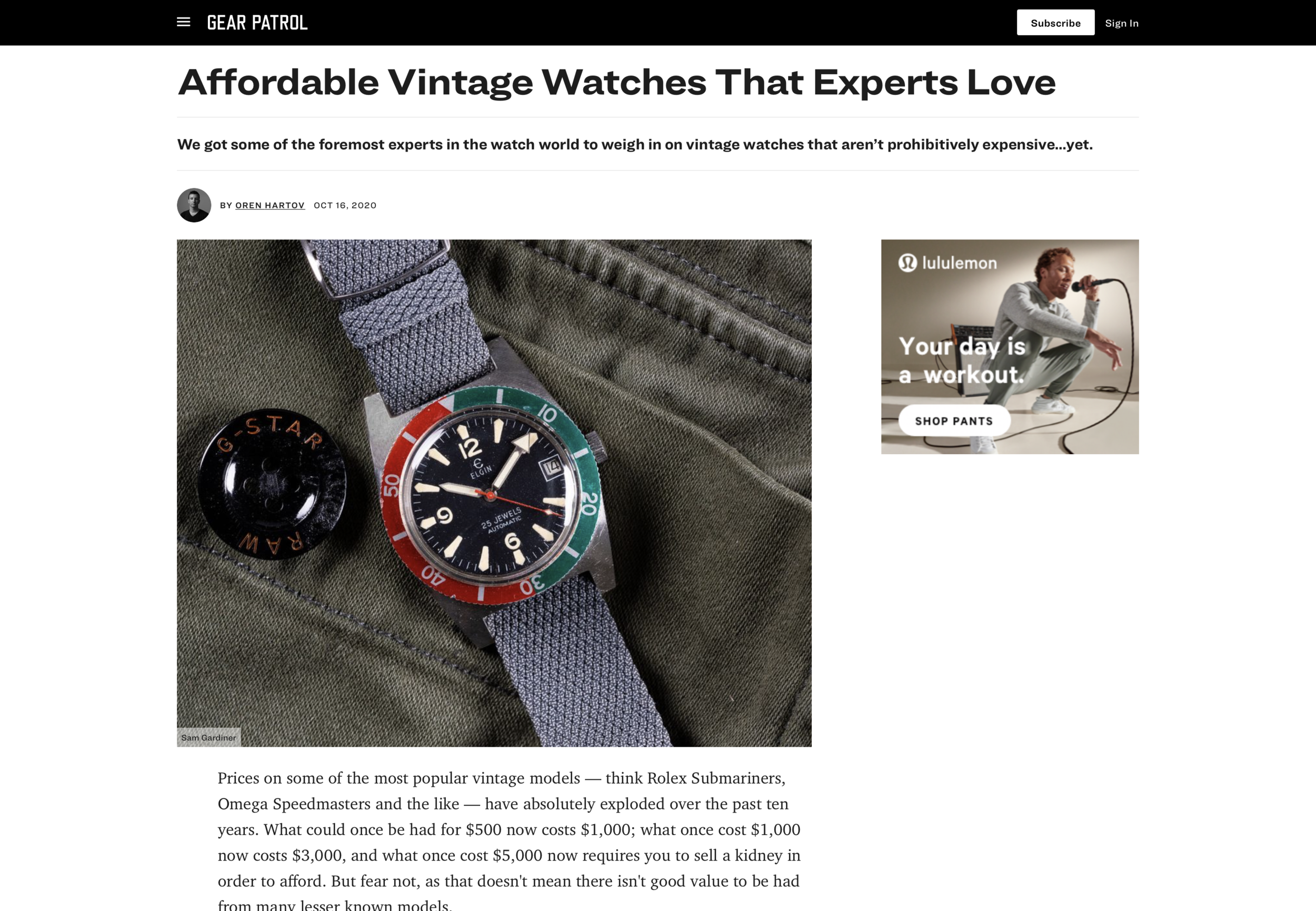 Gear Patrol: Eric Wind's Recommended Affordable Vintage Watches