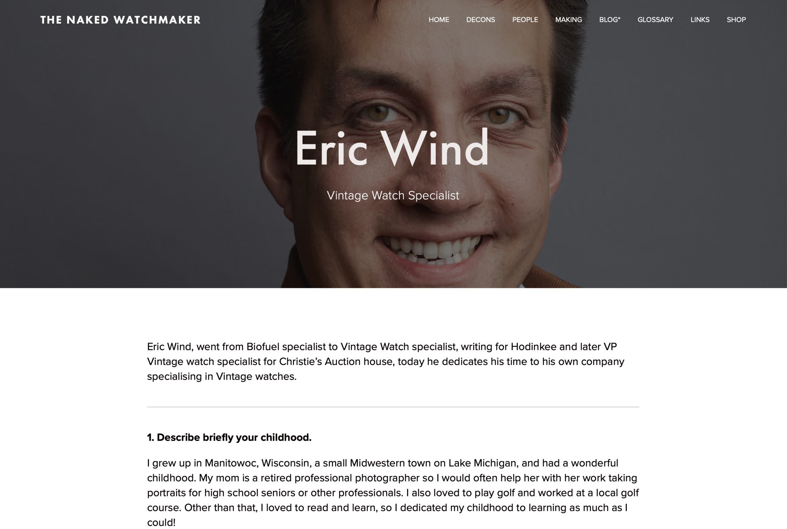The Naked Watchmaker: Eric Wind Interviewed