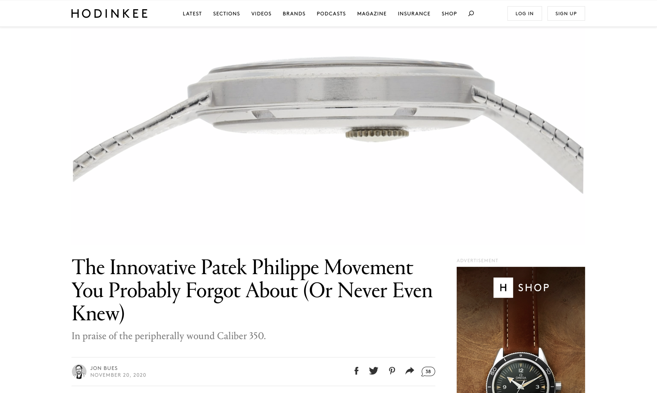 HODINKEE: Eric Wind Quoted Regarding the Patek Philippe Caliber 350