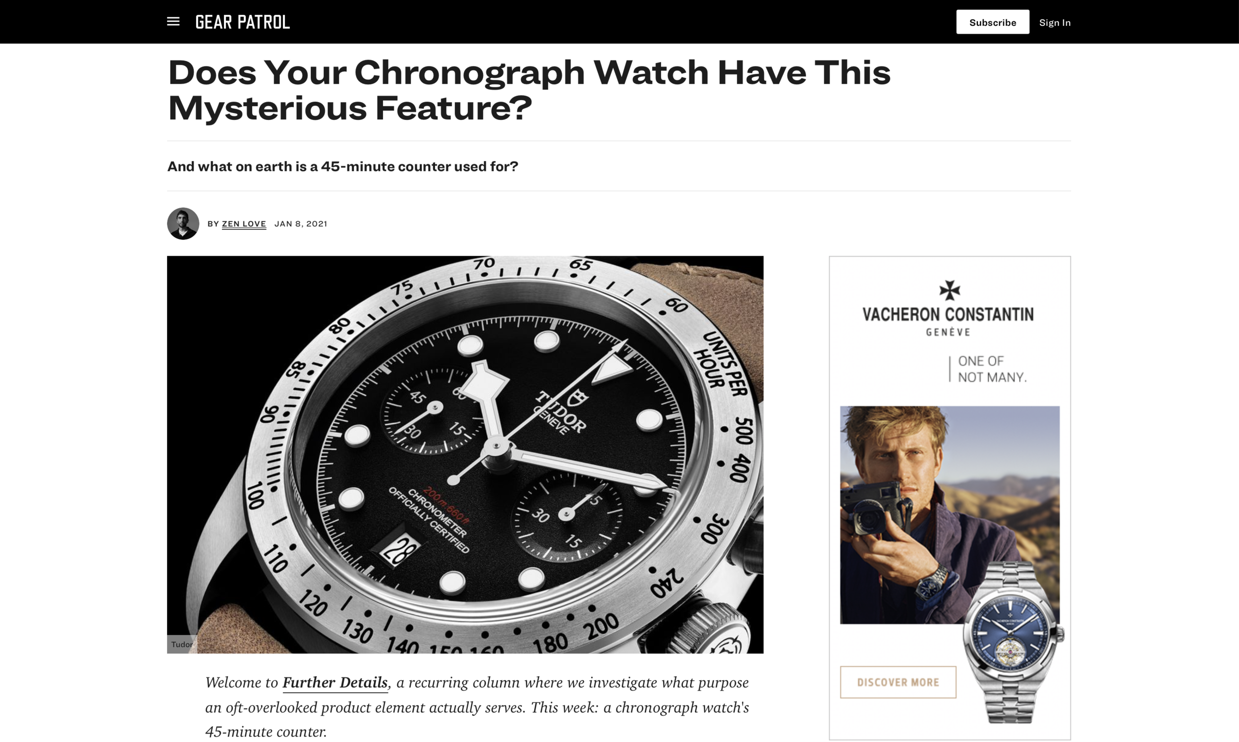 Gear Patrol: Eric Wind Quoted Regarding 45-Minute Chronographs