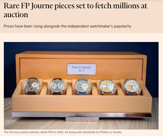Eric Wind Quoted in Financial Times on the FP Journe Market