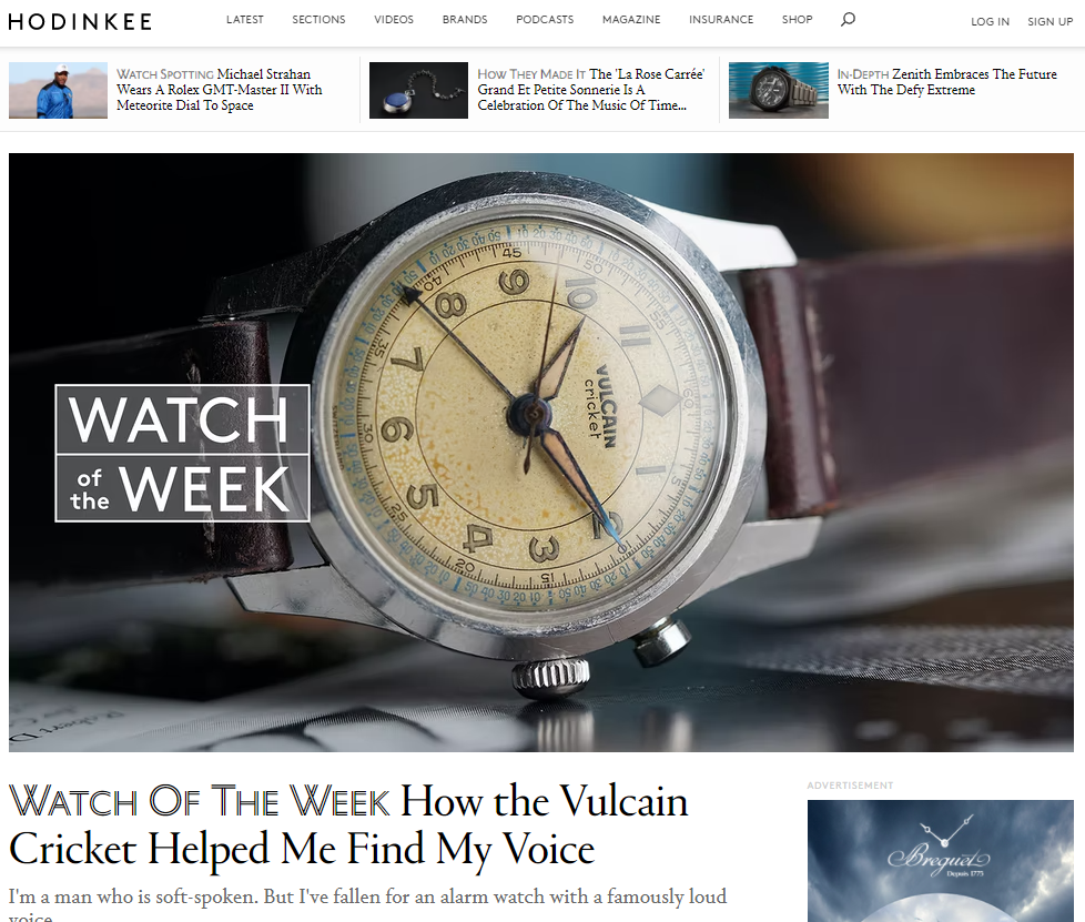 HODINKEE: Charlie Dunne Cites Wind Vintage in Watch of The Week