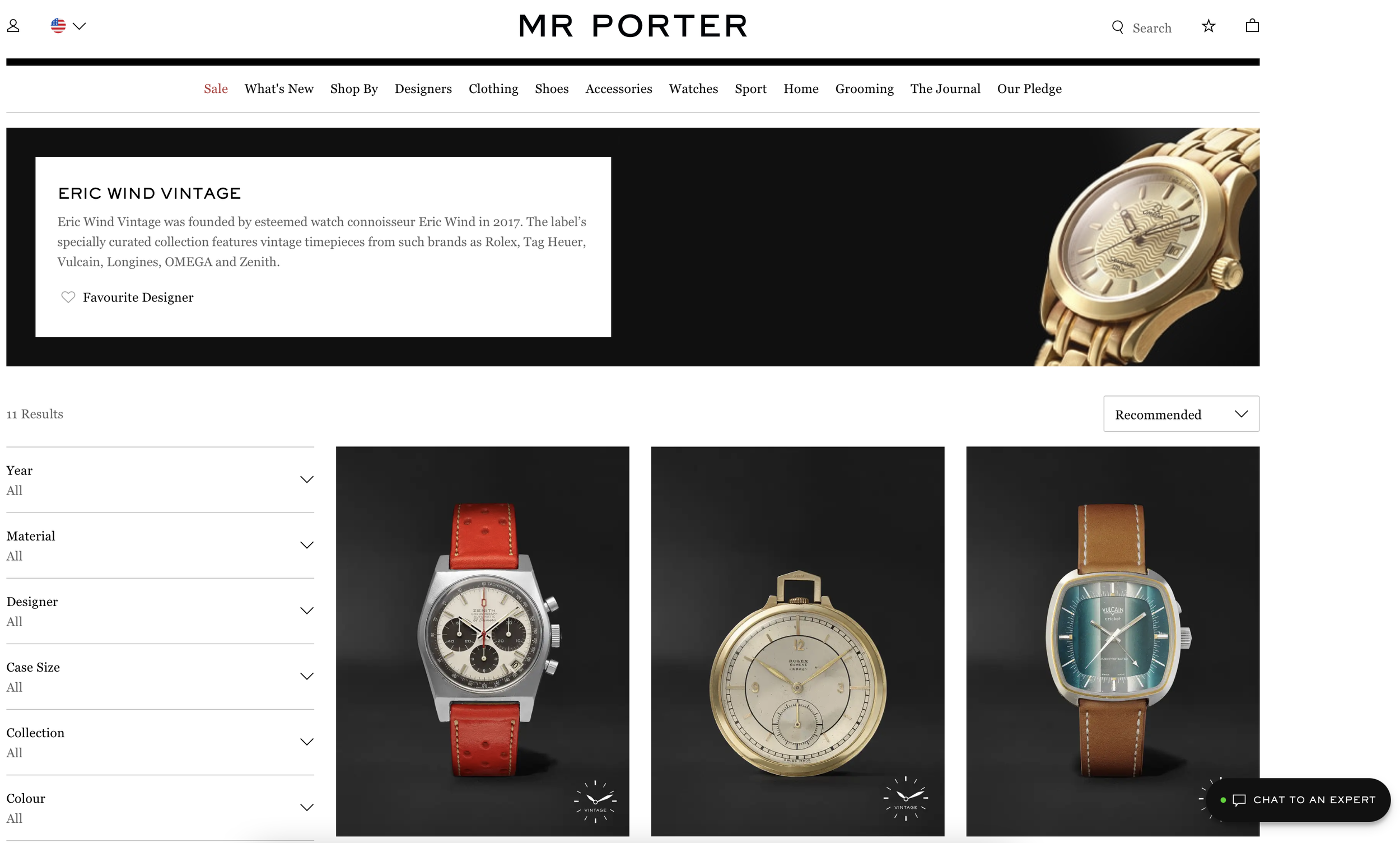 Wind Vintage for Mr Porter Watch Curation 