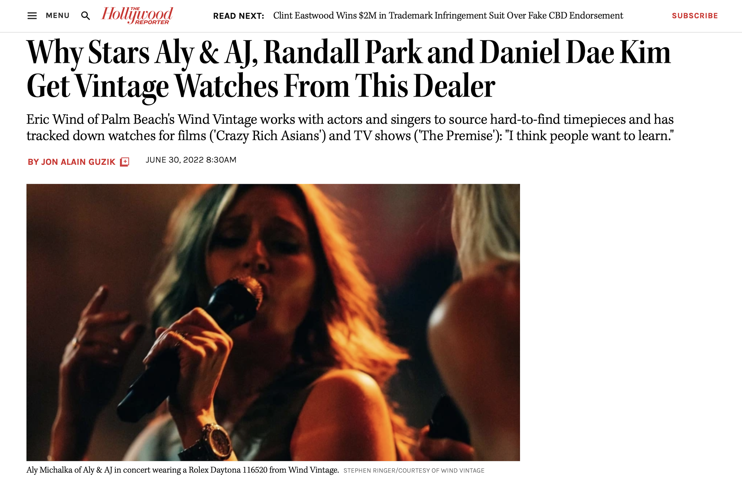 The Hollywood Reporter: Why Stars Aly &amp; AJ, Randall Park and Daniel Dae Kim Get Vintage Watches From This Dealer