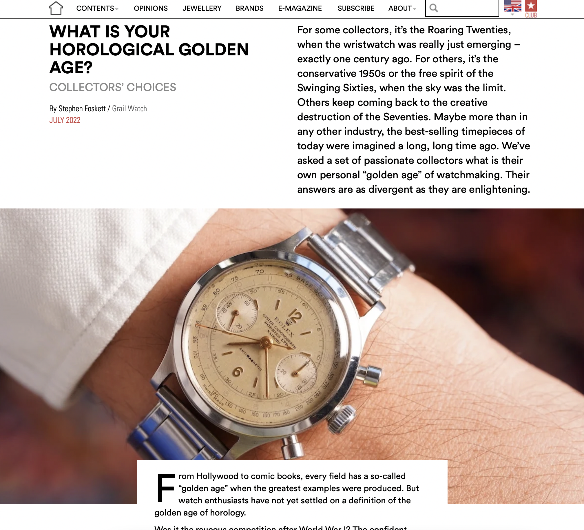 Europa Star: Eric Wind On His Golden Age of Watchmaking