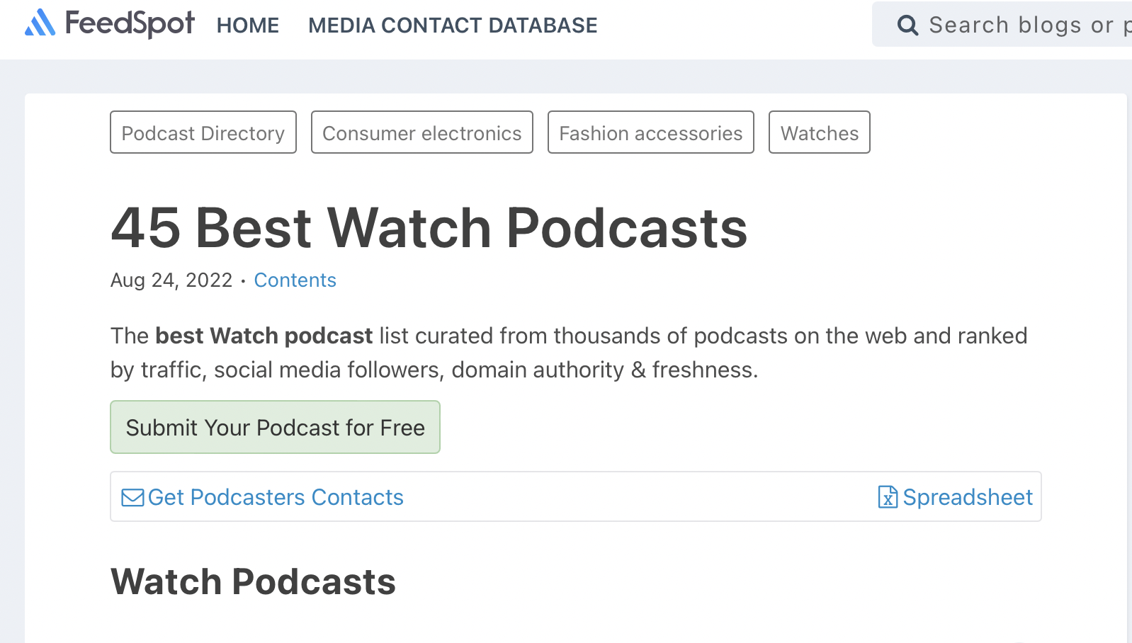 FeedSpot: Significant Watches featured in '45 Best Watch Podcasts of 2022'