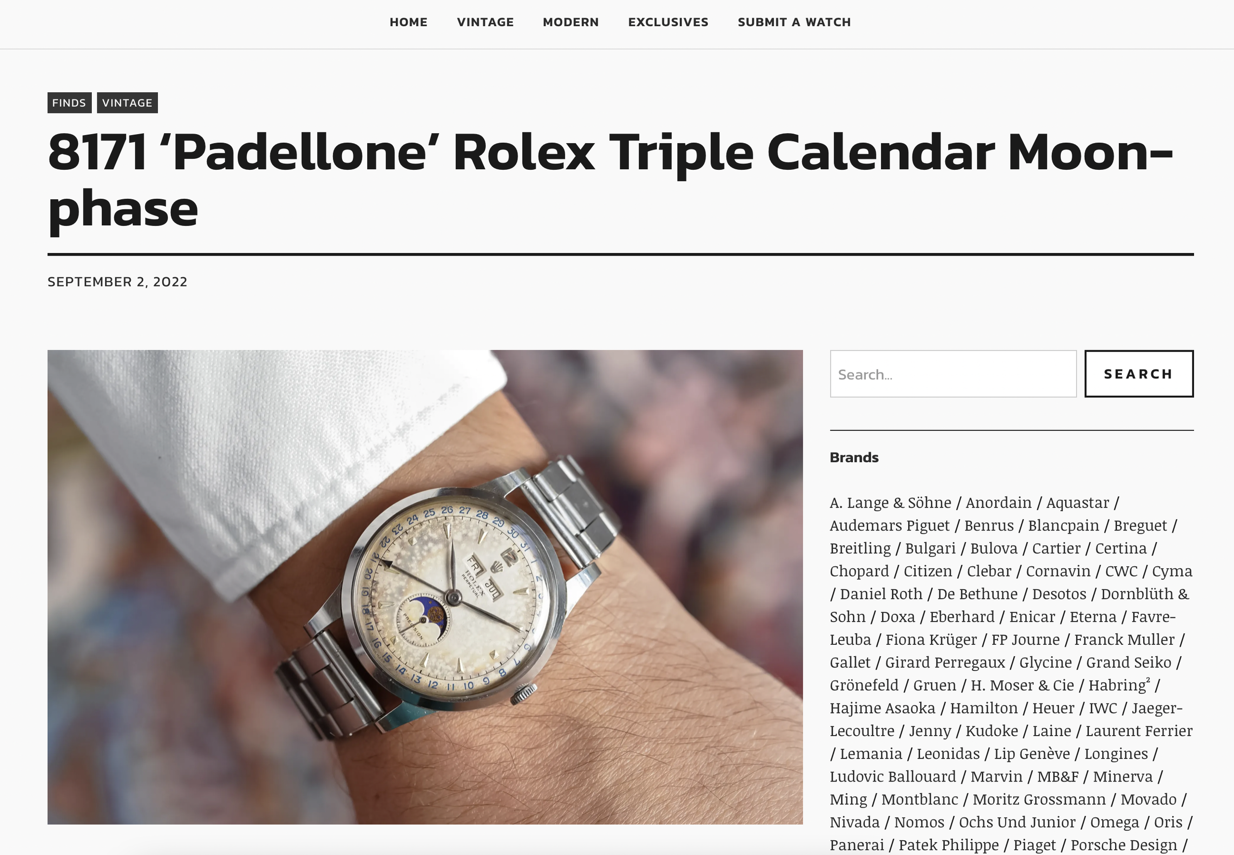 Hairspring: Rolex "Padellone" Reference 8171 In Steel