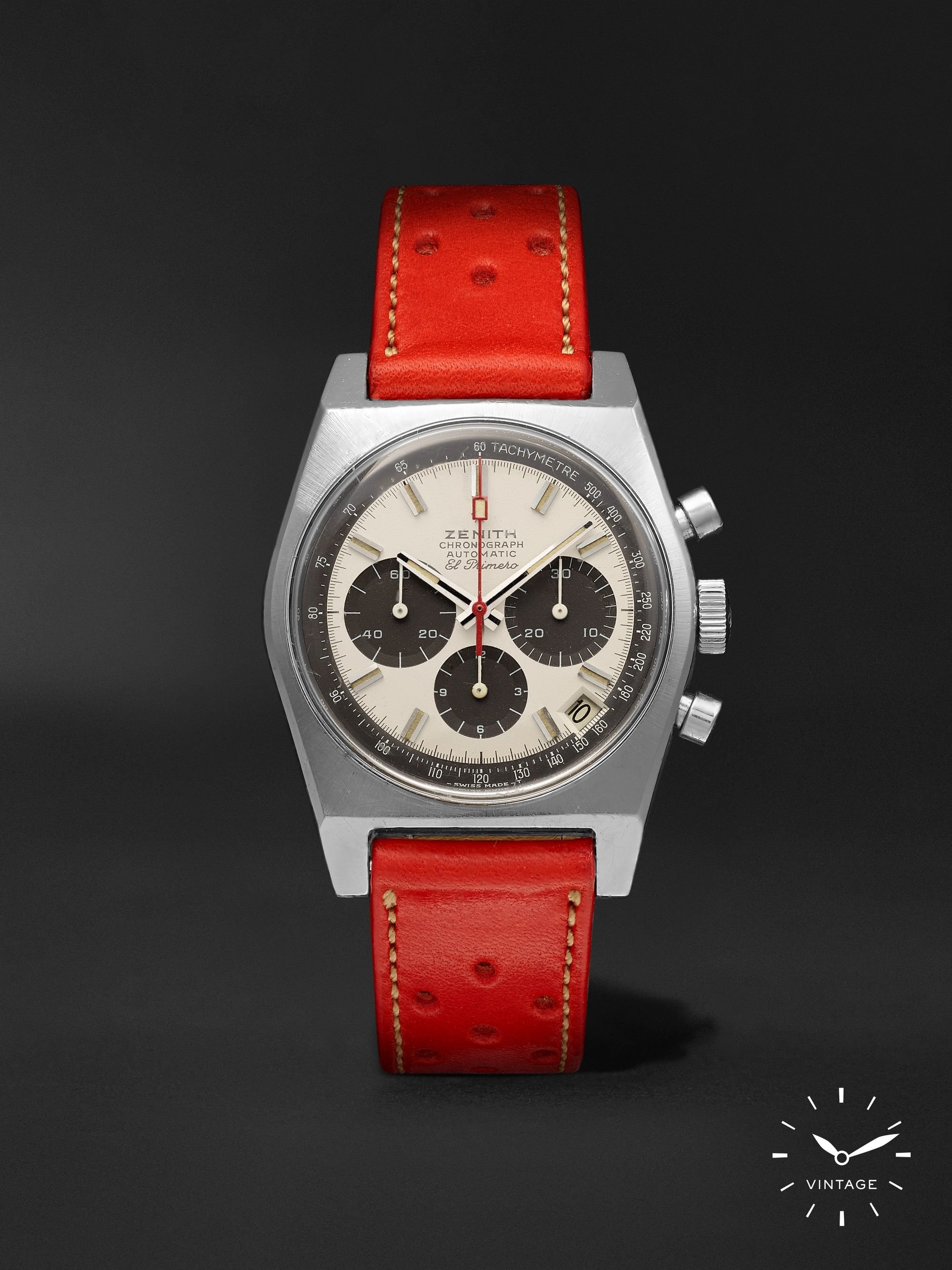 Zenith El Primero Automatic Chronograph 38mm Stainless Steel and Leather Watch, Ref. No. A384